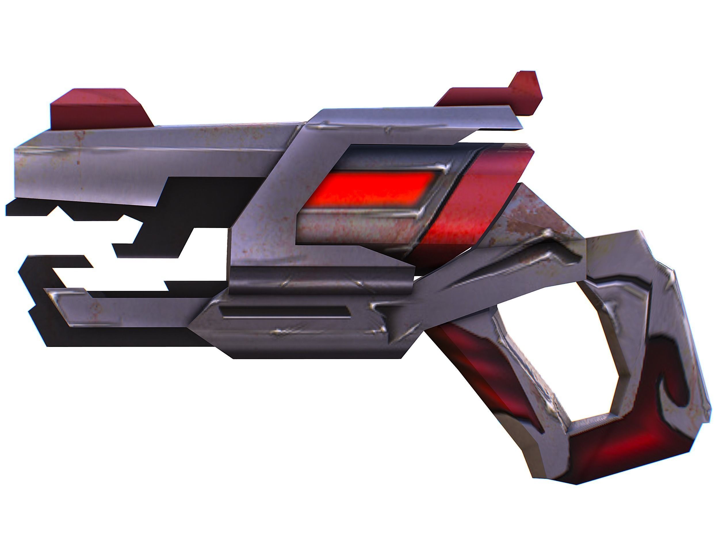 Cartoon Gun Blaster Barrel Nagan Nuff Pistol Revolver Cannon Low-poly 3D model_38