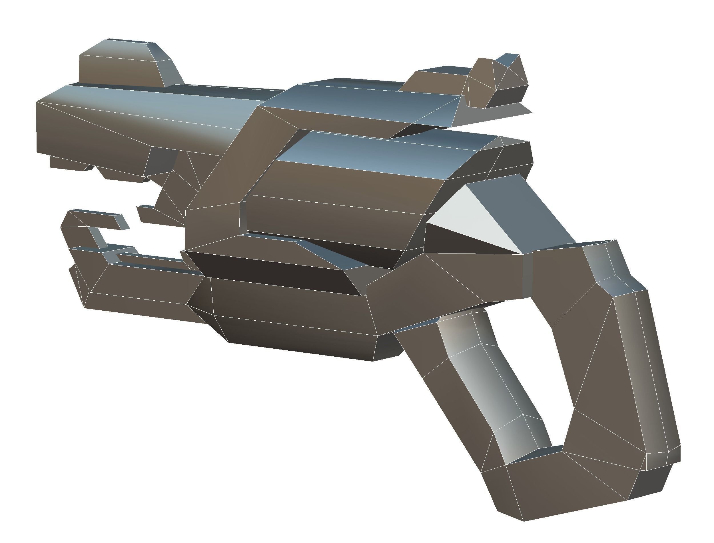 Cartoon Gun Blaster Barrel Nagan Nuff Pistol Revolver Cannon Low-poly 3D model_43