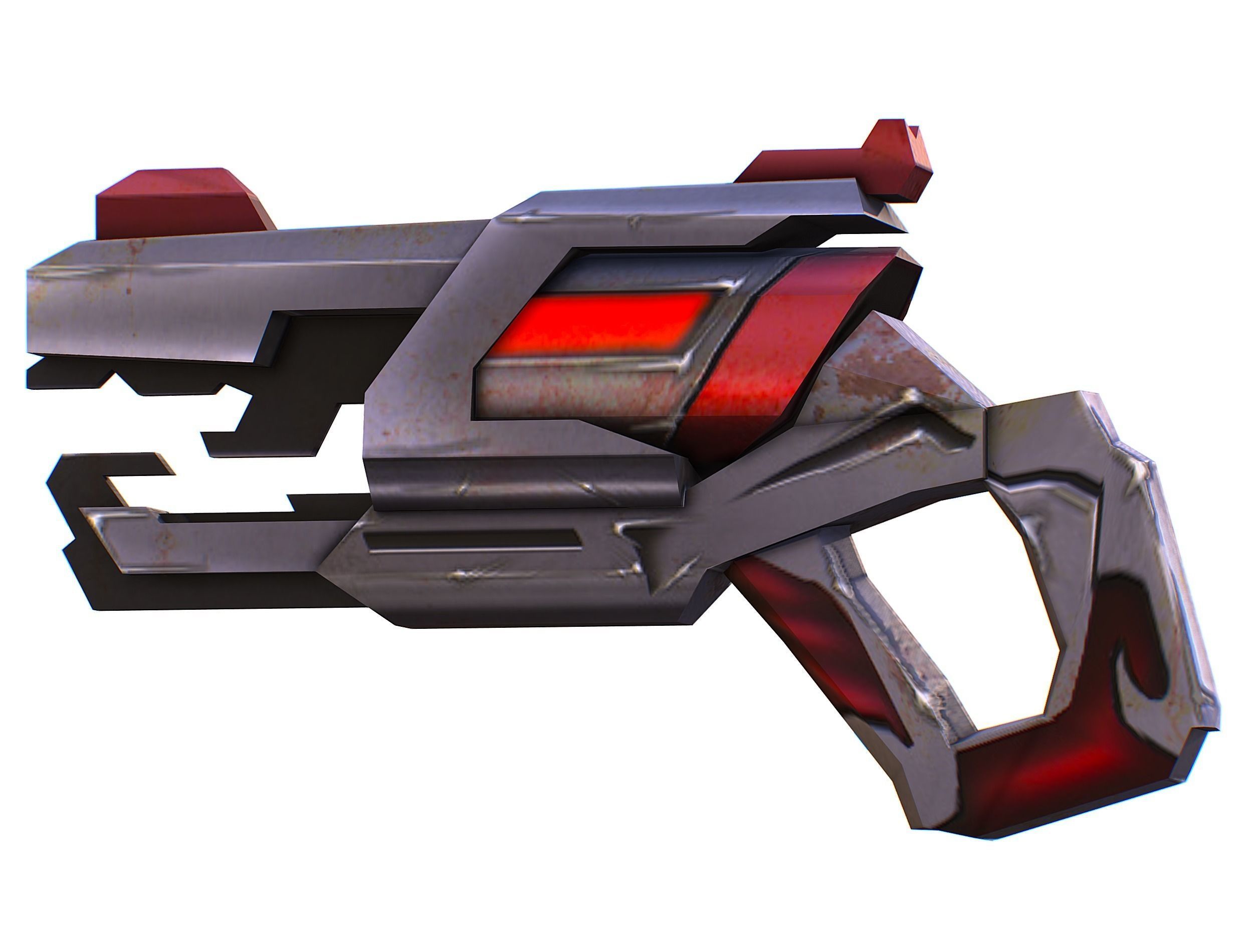 Cartoon Gun Blaster Barrel Nagan Nuff Pistol Revolver Cannon Low-poly 3D model_17