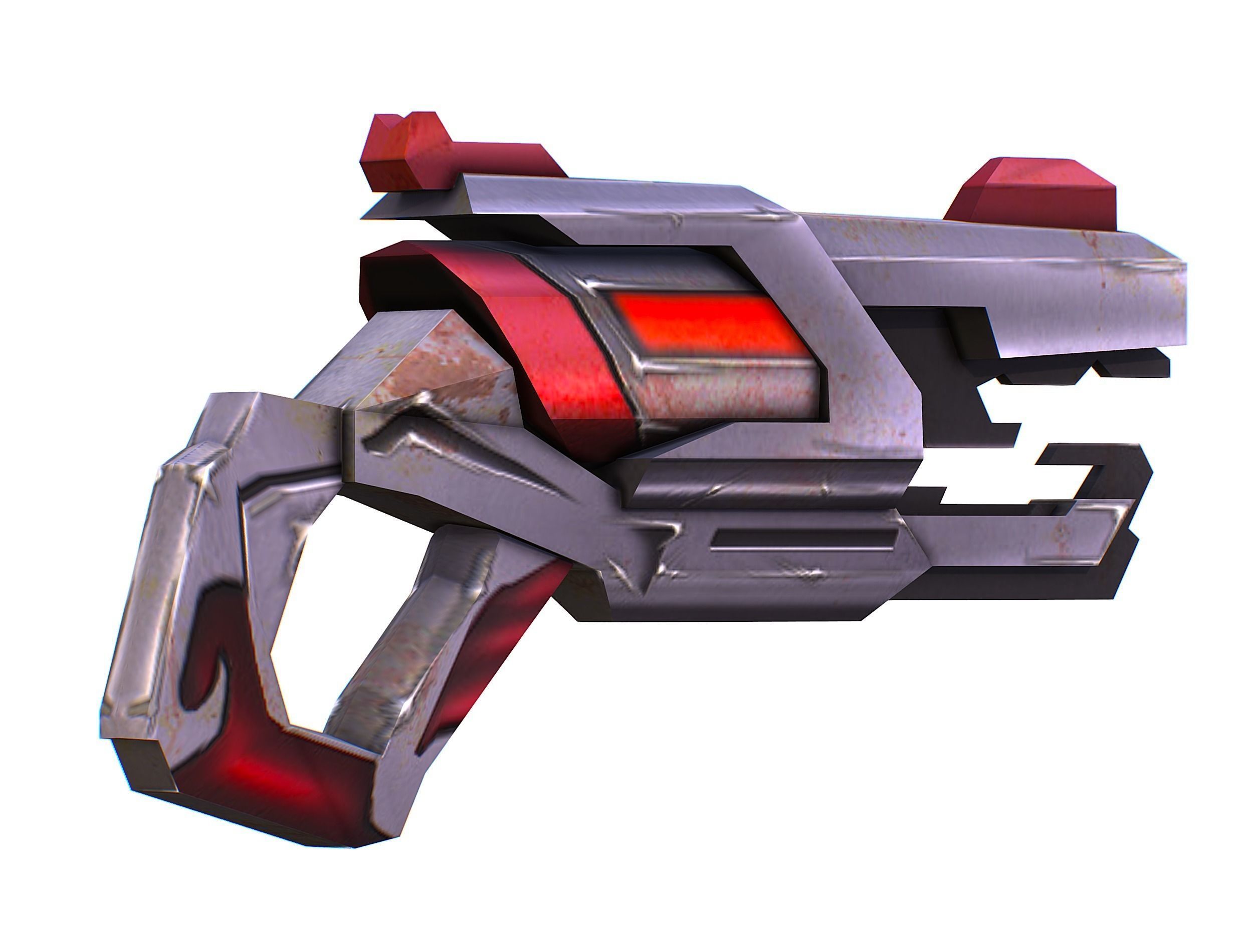 Cartoon Gun Blaster Barrel Nagan Nuff Pistol Revolver Cannon Low-poly 3D model_5