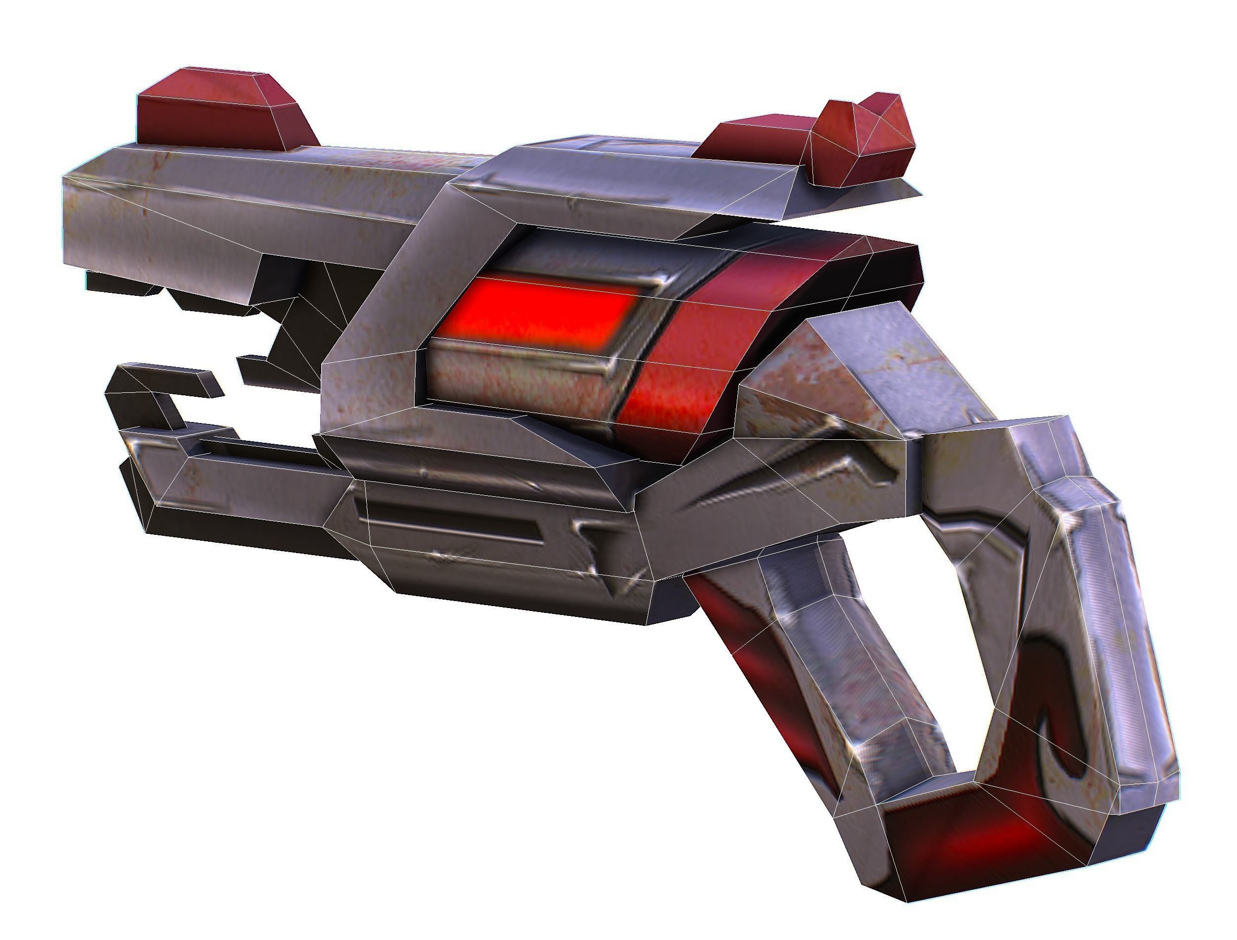 Cartoon Gun Blaster Barrel Nagan Nuff Pistol Revolver Cannon Low-poly 3D model_42