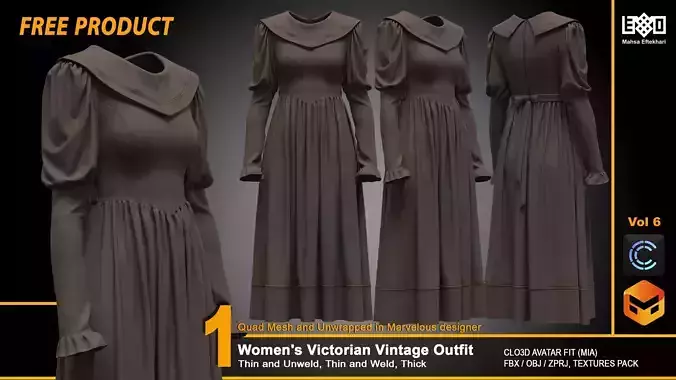 Women Victorian Vintage Outfit - VOL6