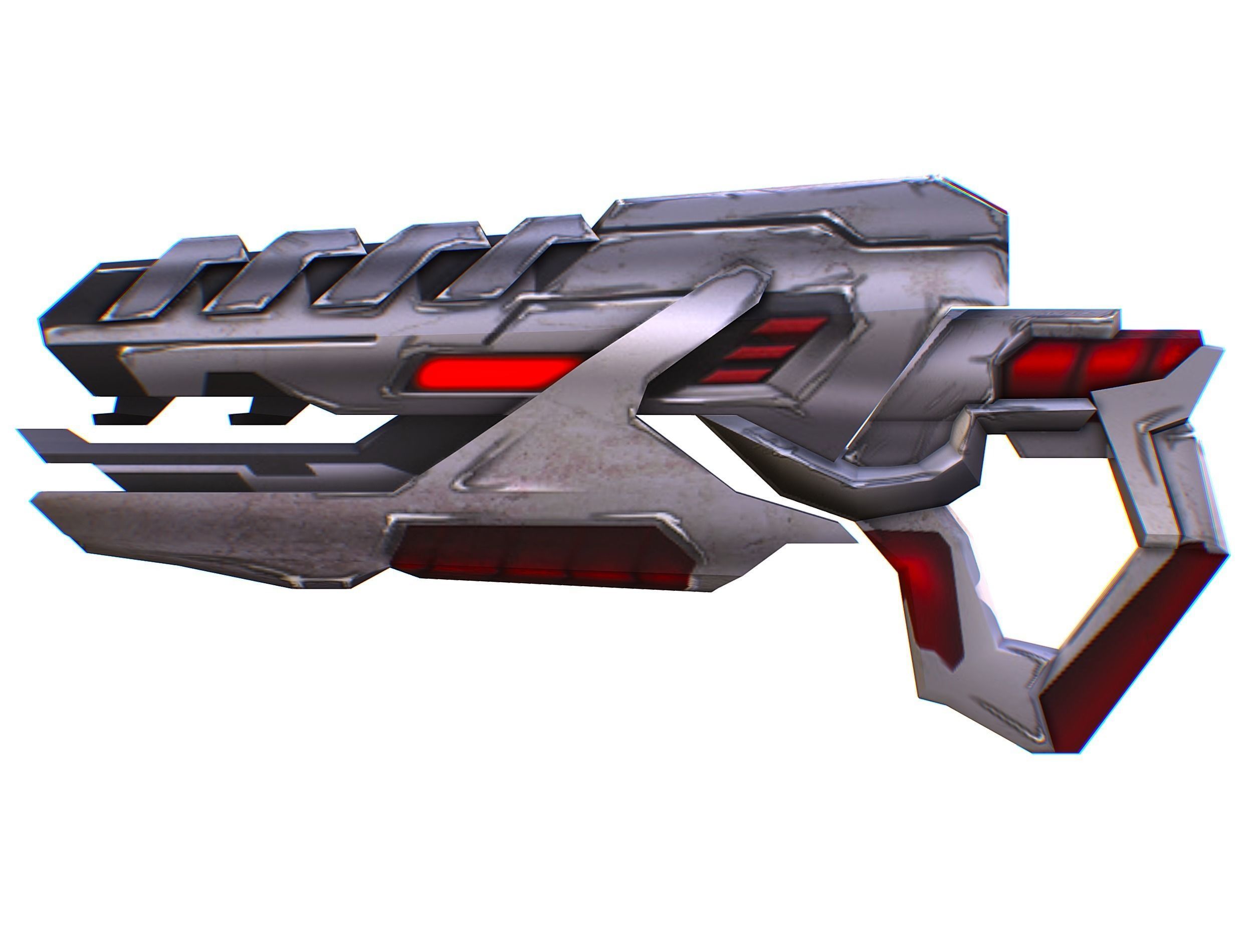 Assault rifle of the future weapon gun Nuff barrel blaster laser Low-poly 3D model_40