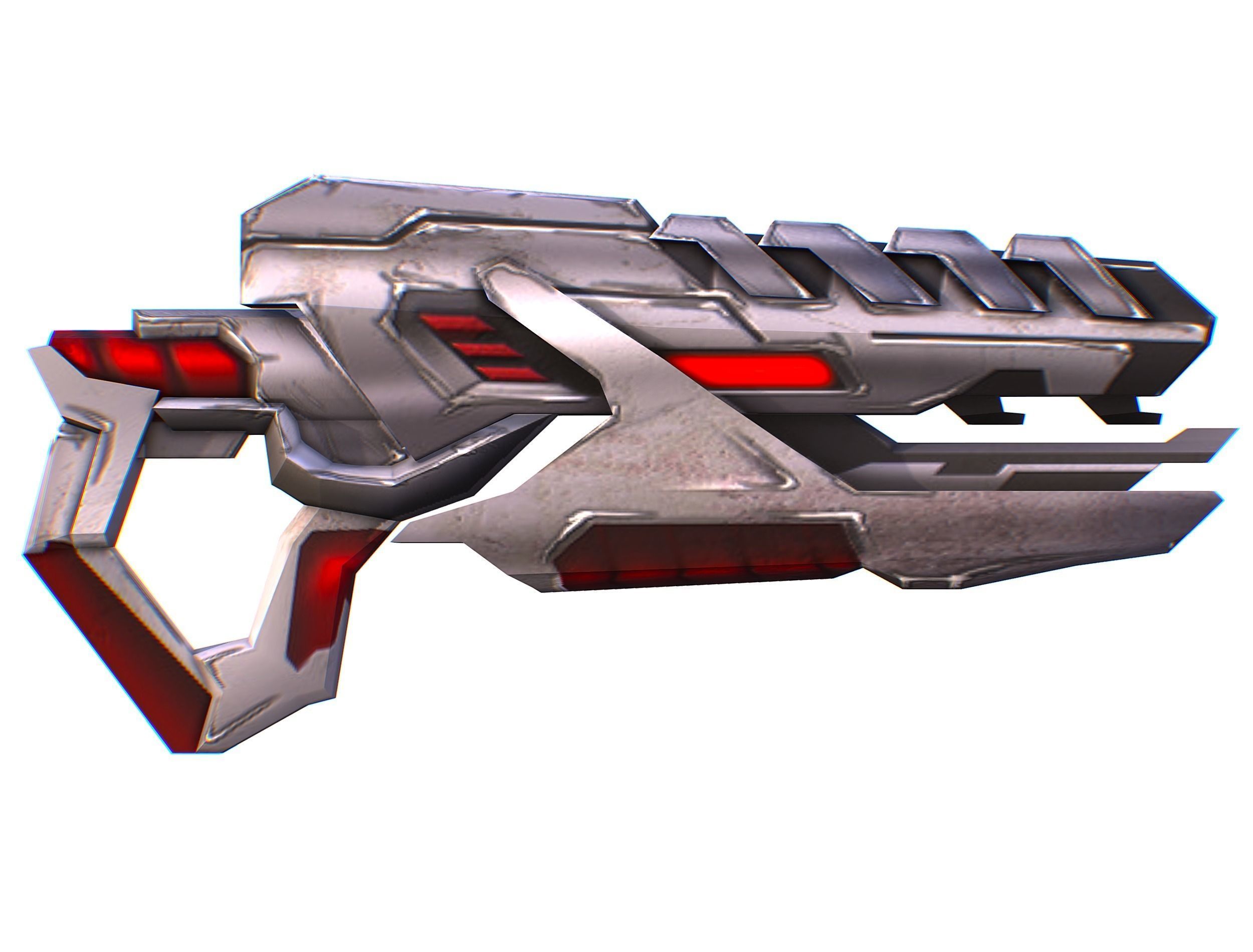 Assault rifle of the future weapon gun Nuff barrel blaster laser Low-poly 3D model_39