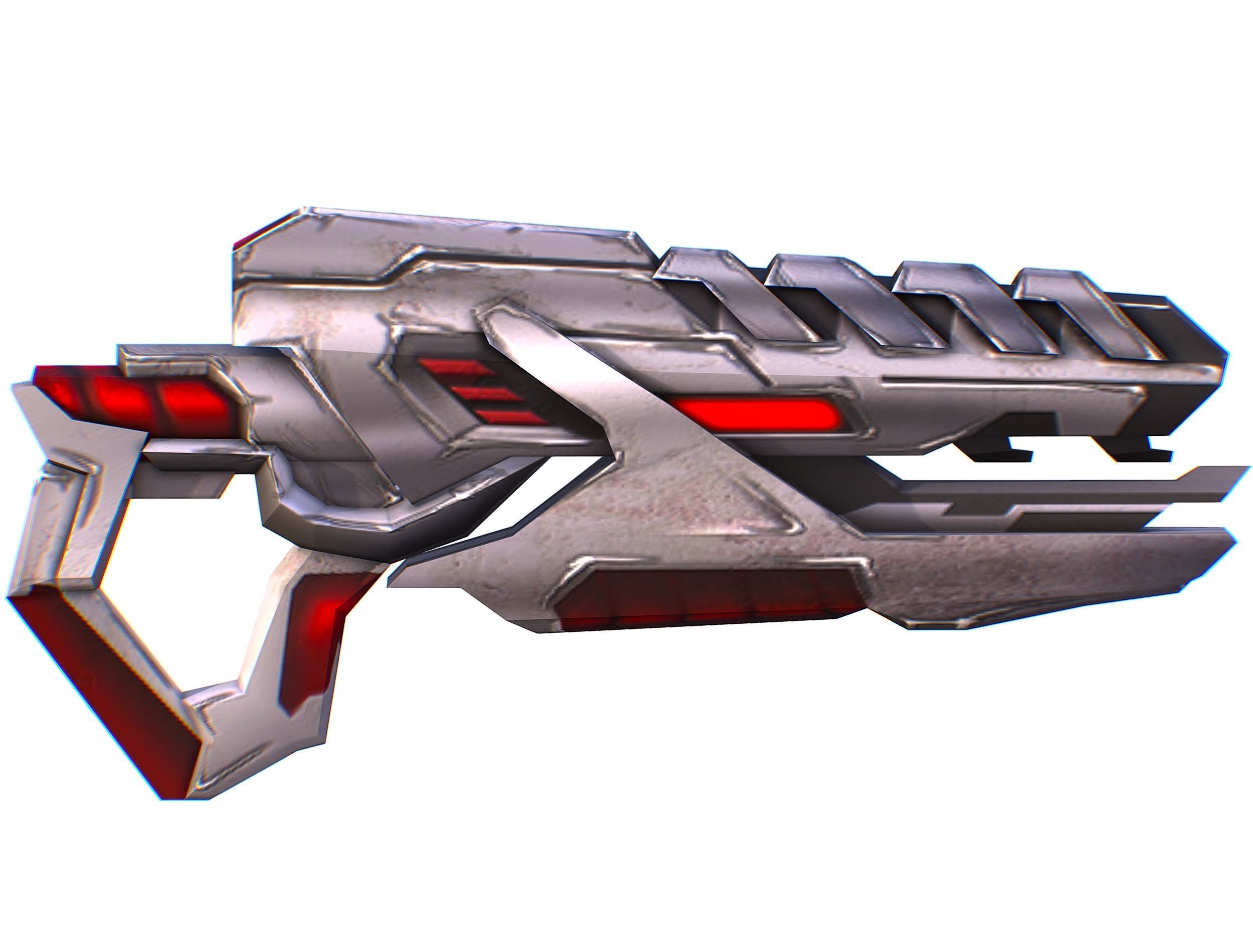 Assault rifle of the future weapon gun Nuff barrel blaster laser Low-poly 3D model_3