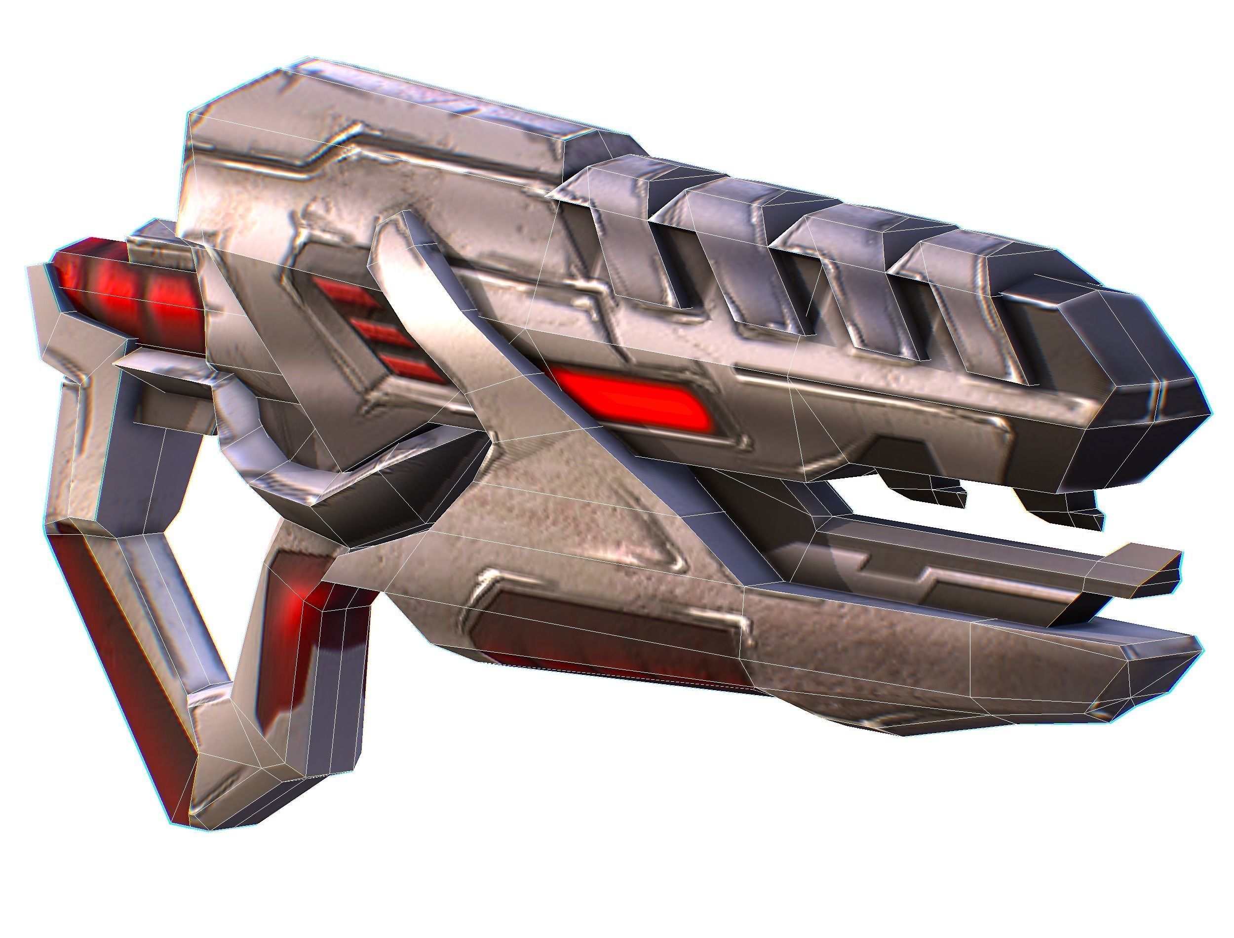 Assault rifle of the future weapon gun Nuff barrel blaster laser Low-poly 3D model_43