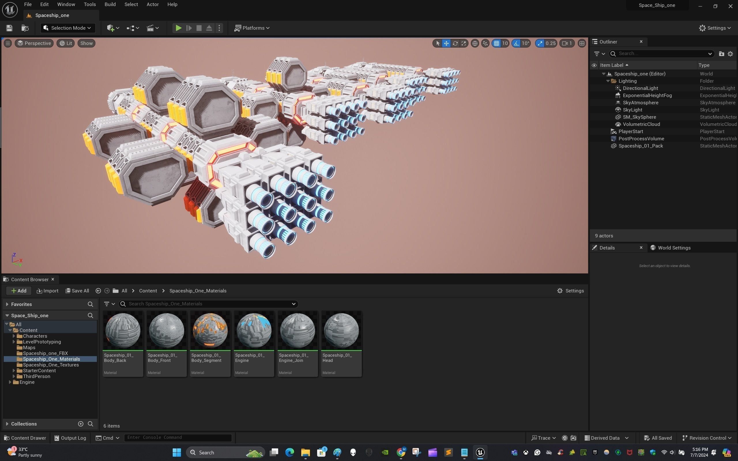 Modular Spaceship One Low-poly 3D model_23
