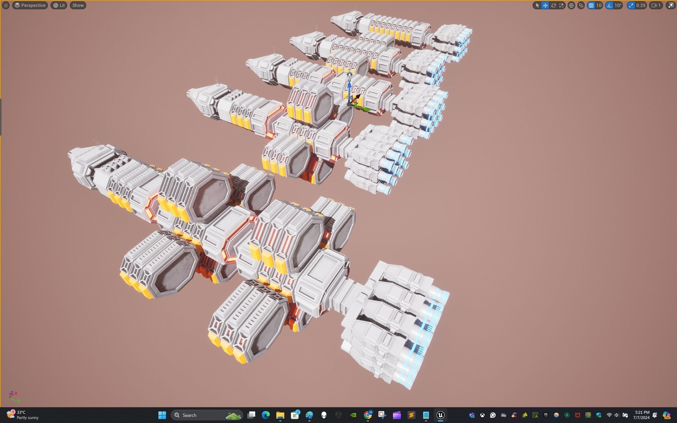 Modular Spaceship One Low-poly 3D model_29