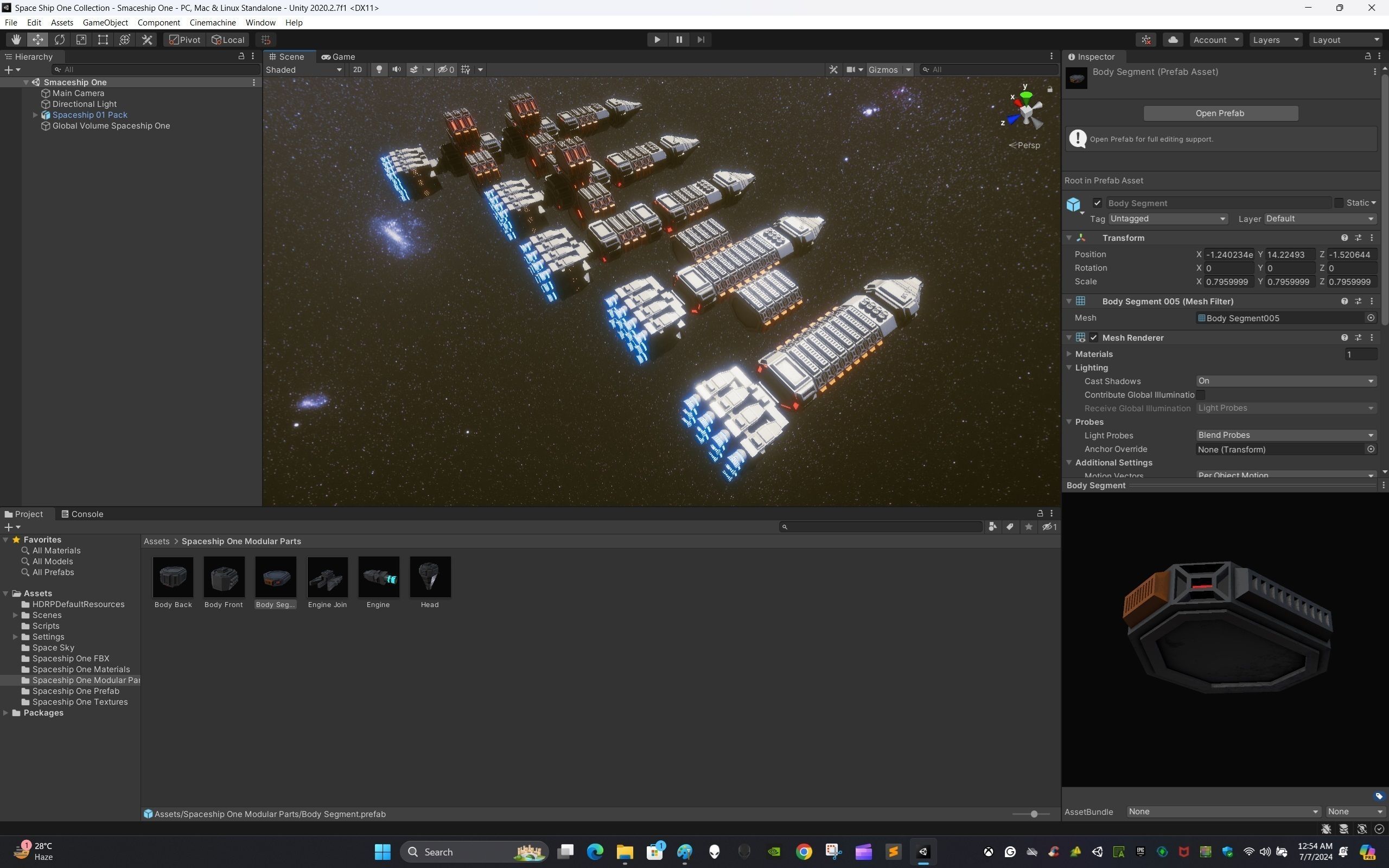 Modular Spaceship One Low-poly 3D model_15