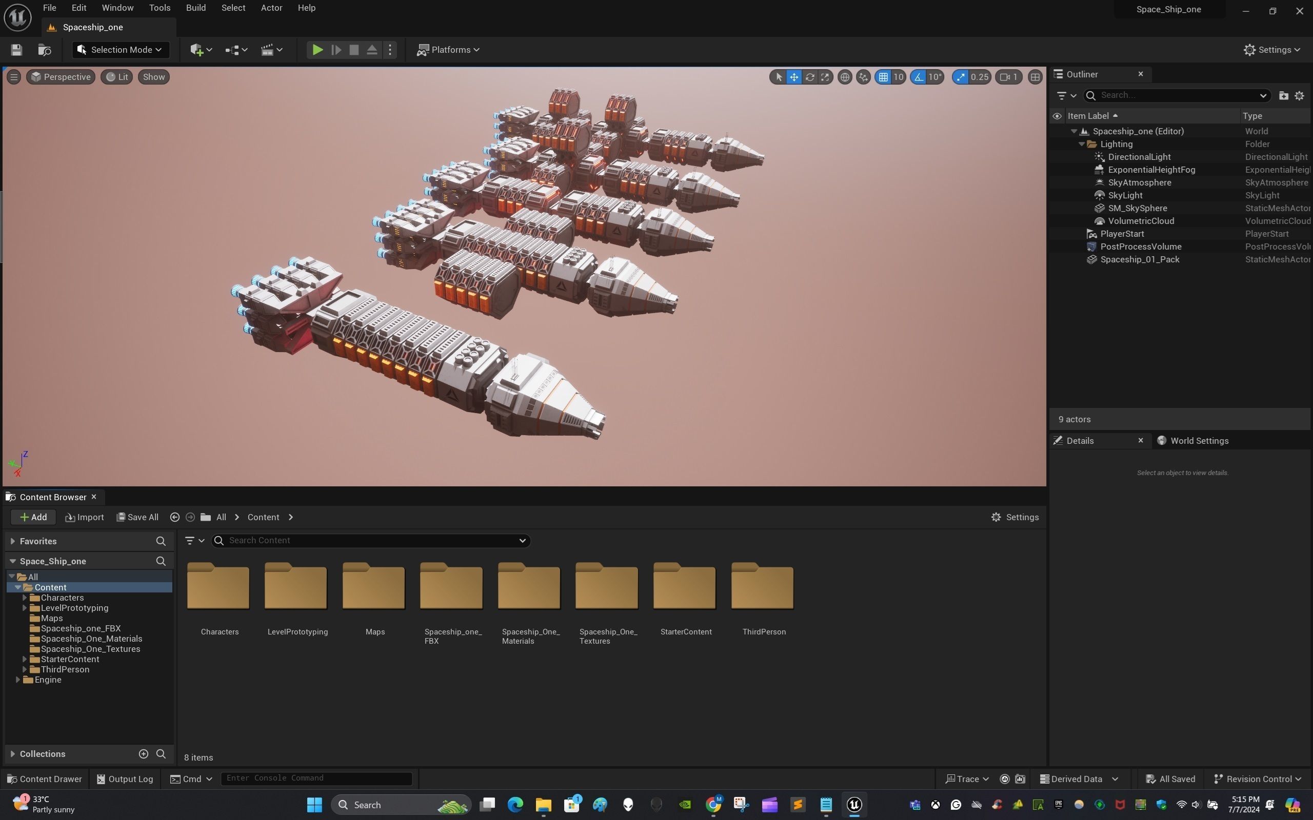 Modular Spaceship One Low-poly 3D model_21