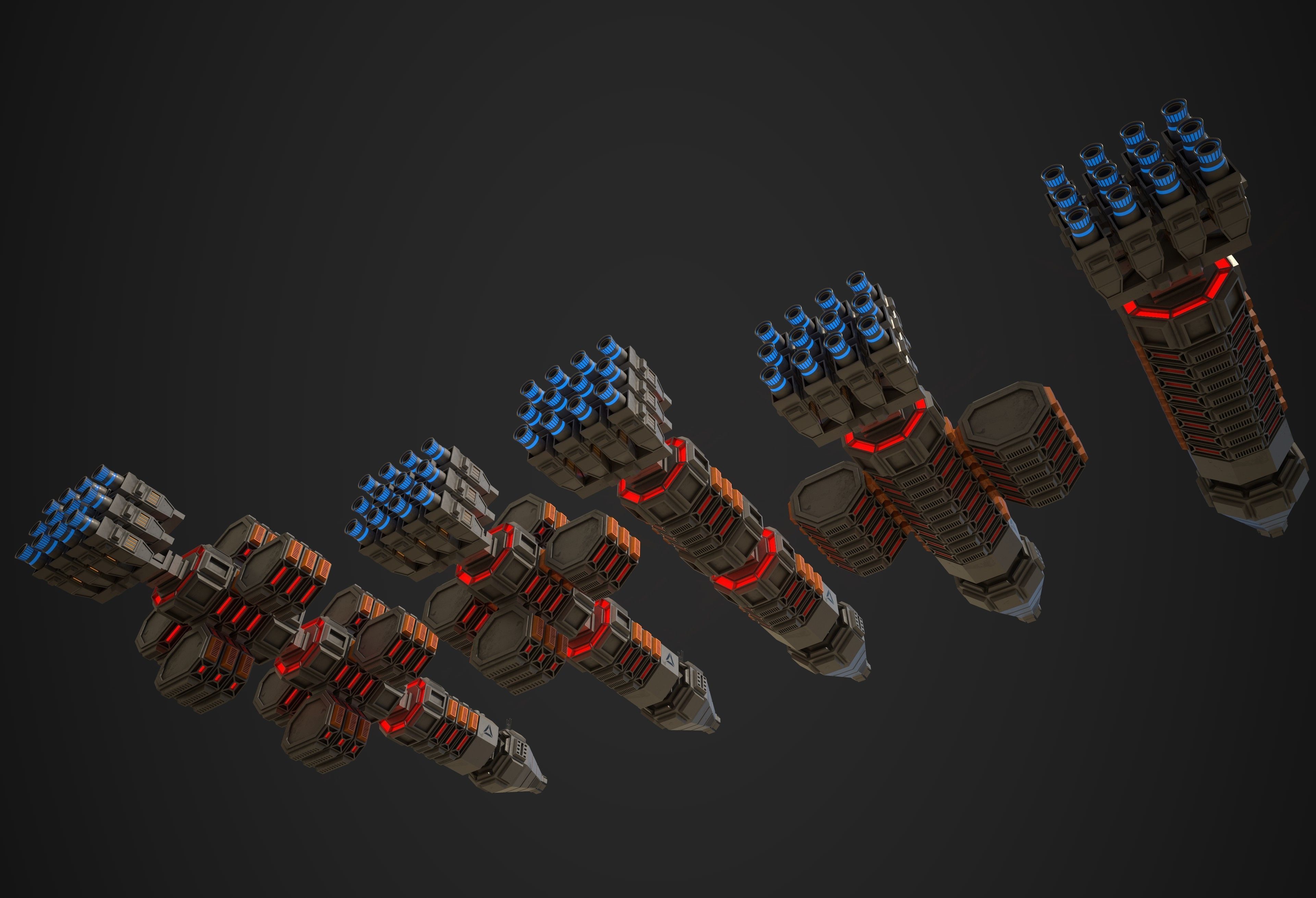 Modular Spaceship One Low-poly 3D model_9