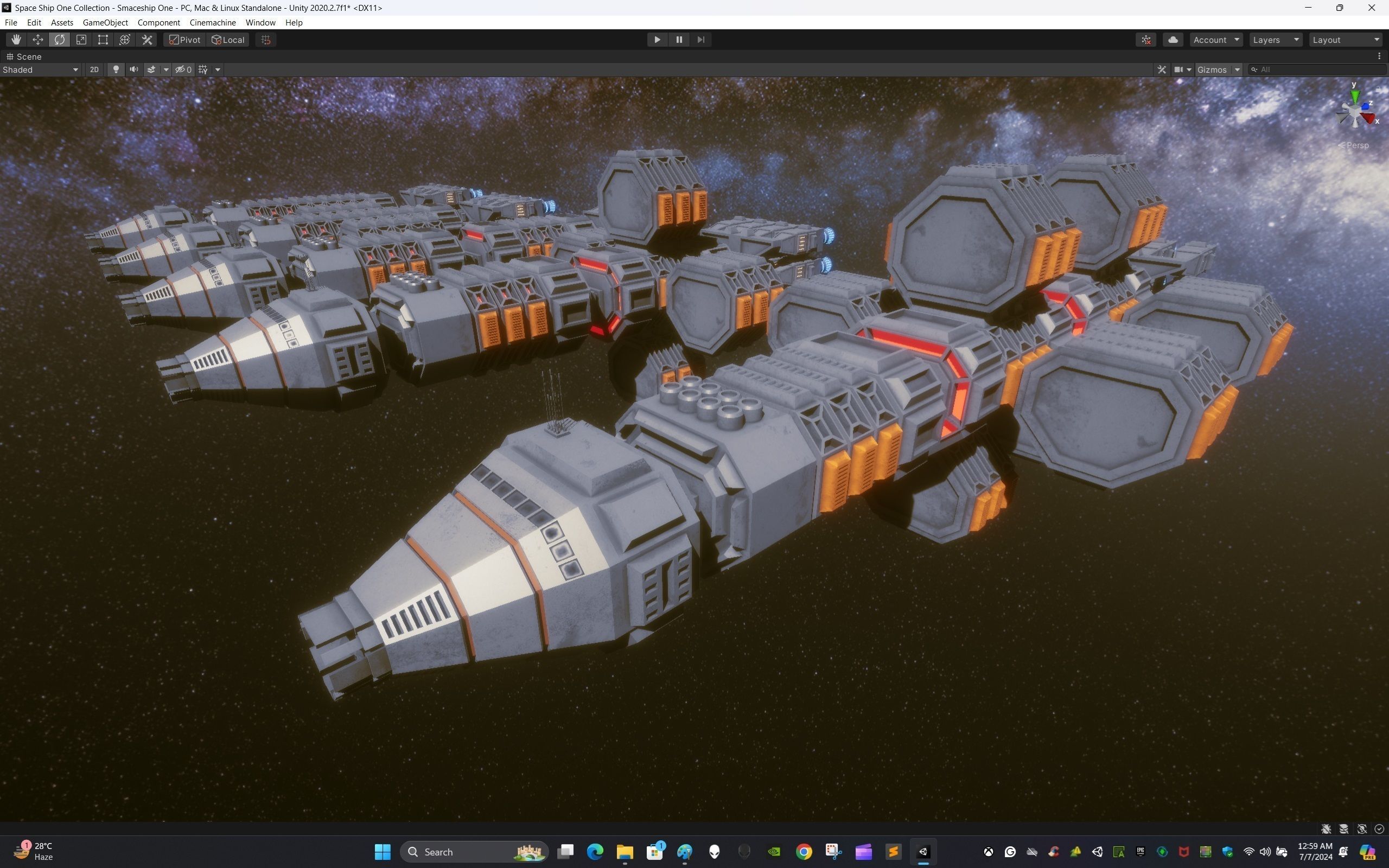 Modular Spaceship One Low-poly 3D model_17