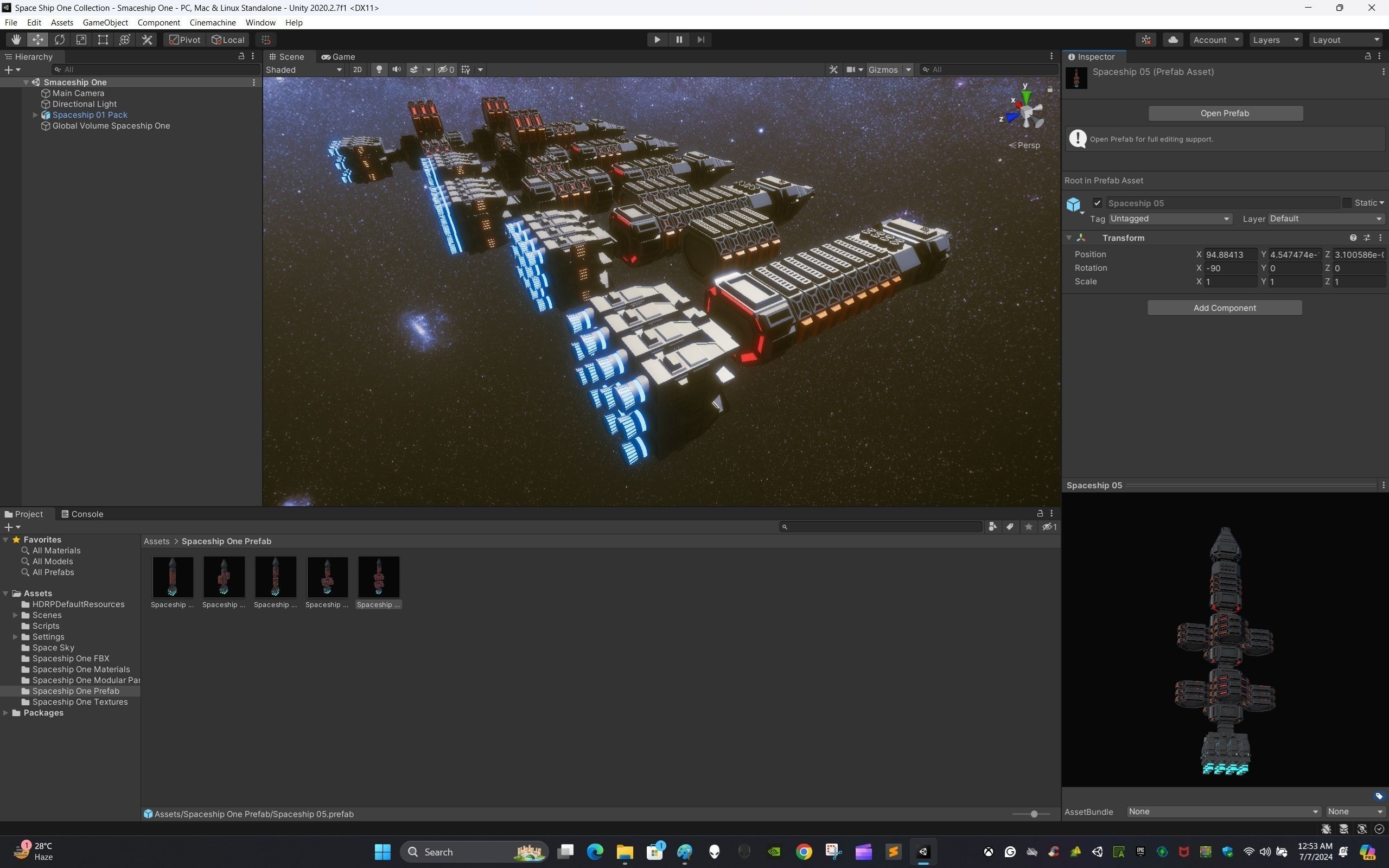 Modular Spaceship One Low-poly 3D model_14