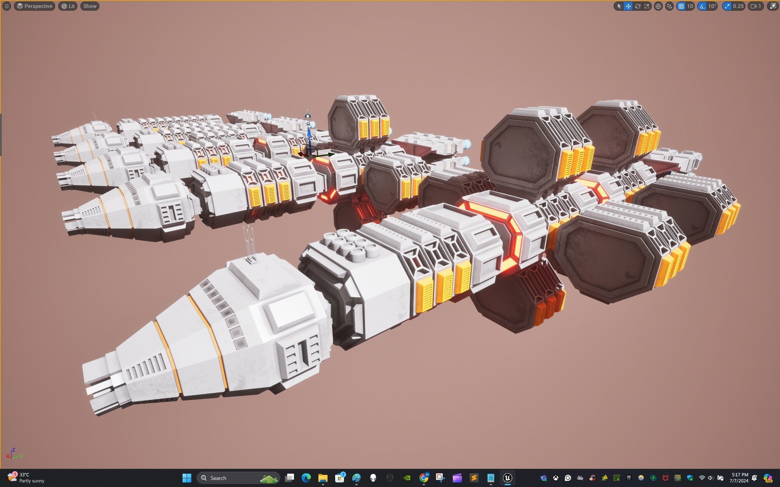 Modular Spaceship One Low-poly 3D model_24