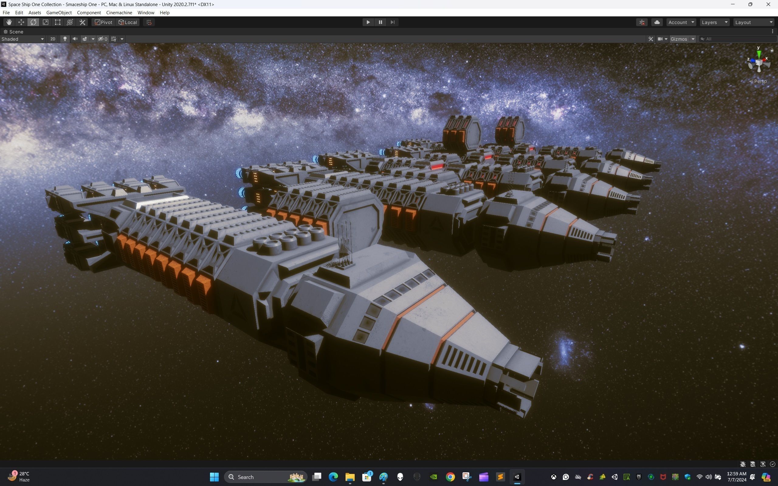 Modular Spaceship One Low-poly 3D model_16