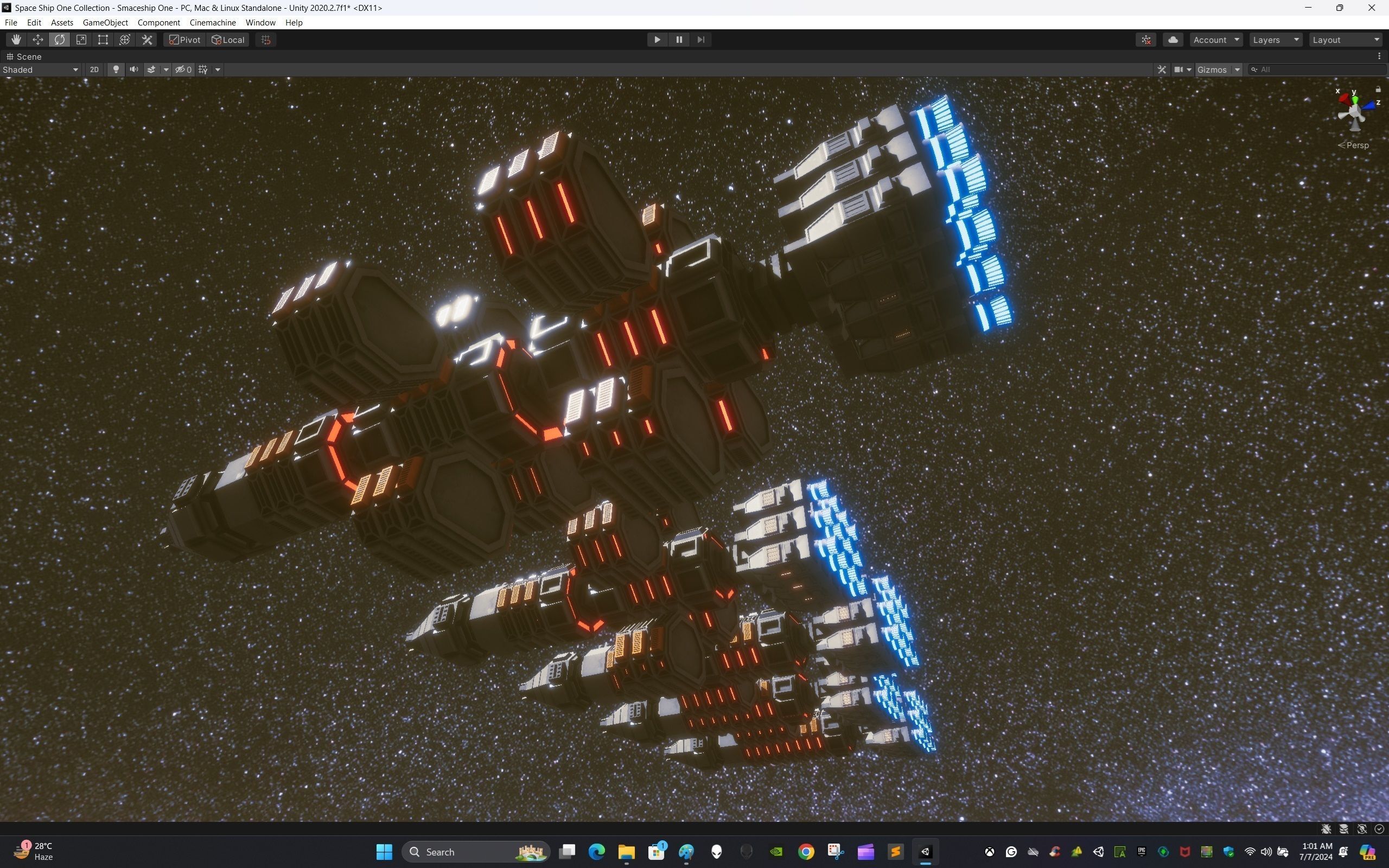Modular Spaceship One Low-poly 3D model_19