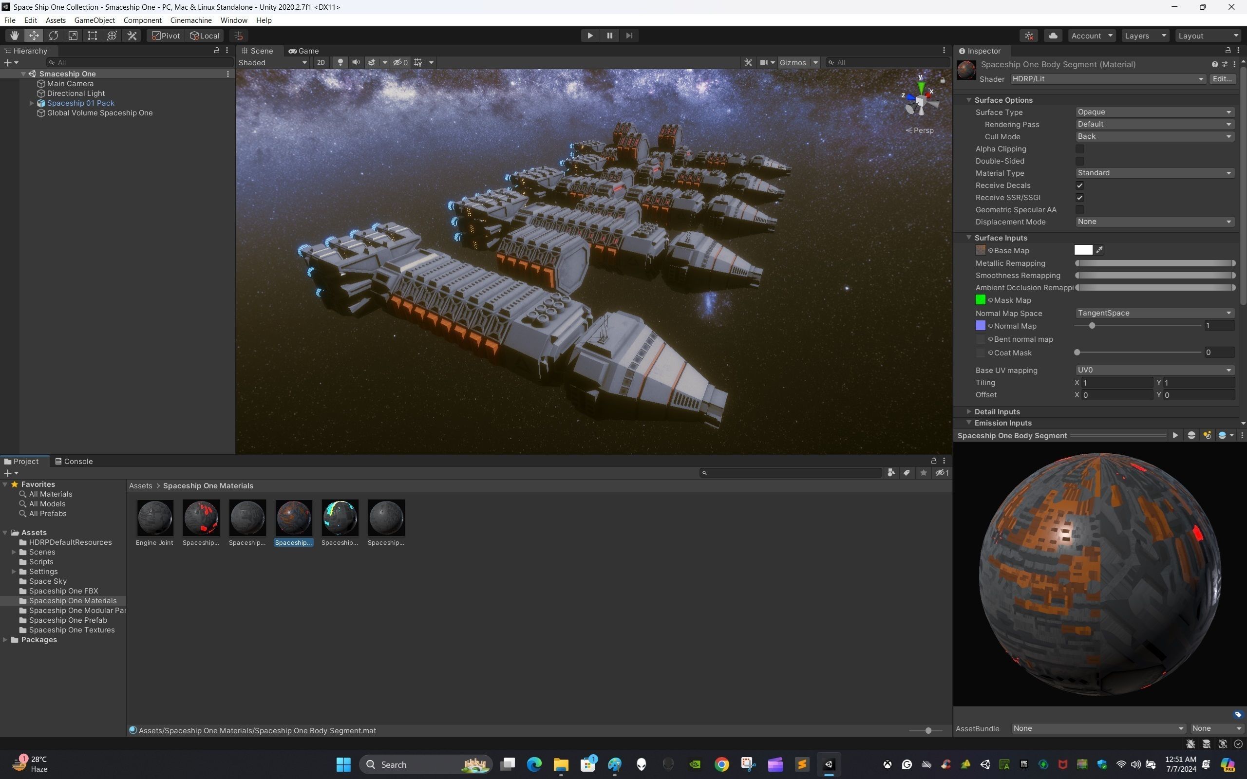 Modular Spaceship One Low-poly 3D model_13