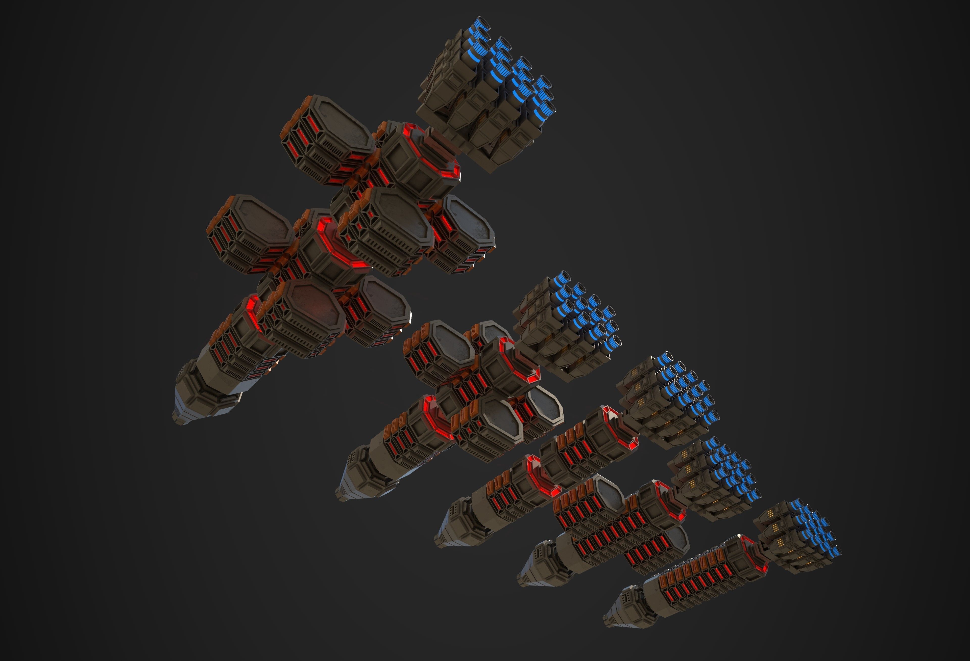 Modular Spaceship One Low-poly 3D model_8