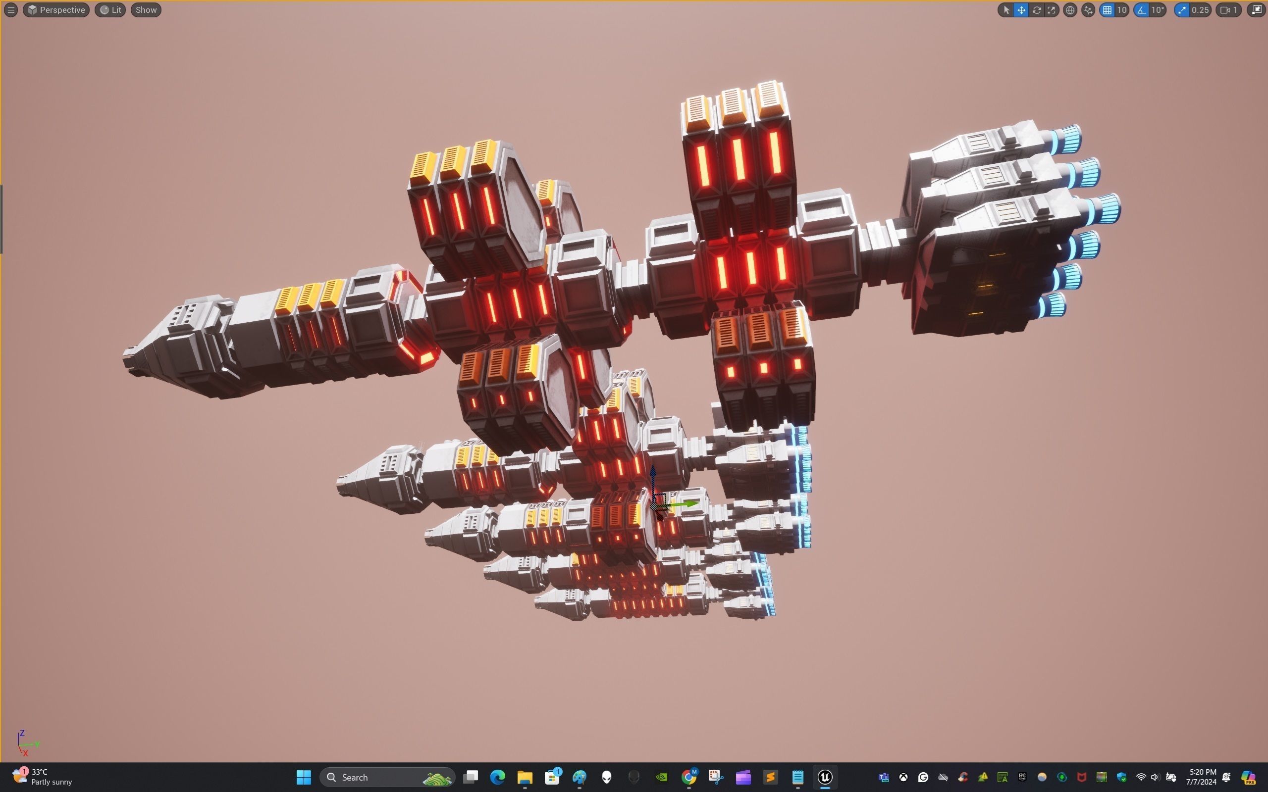 Modular Spaceship One Low-poly 3D model_28