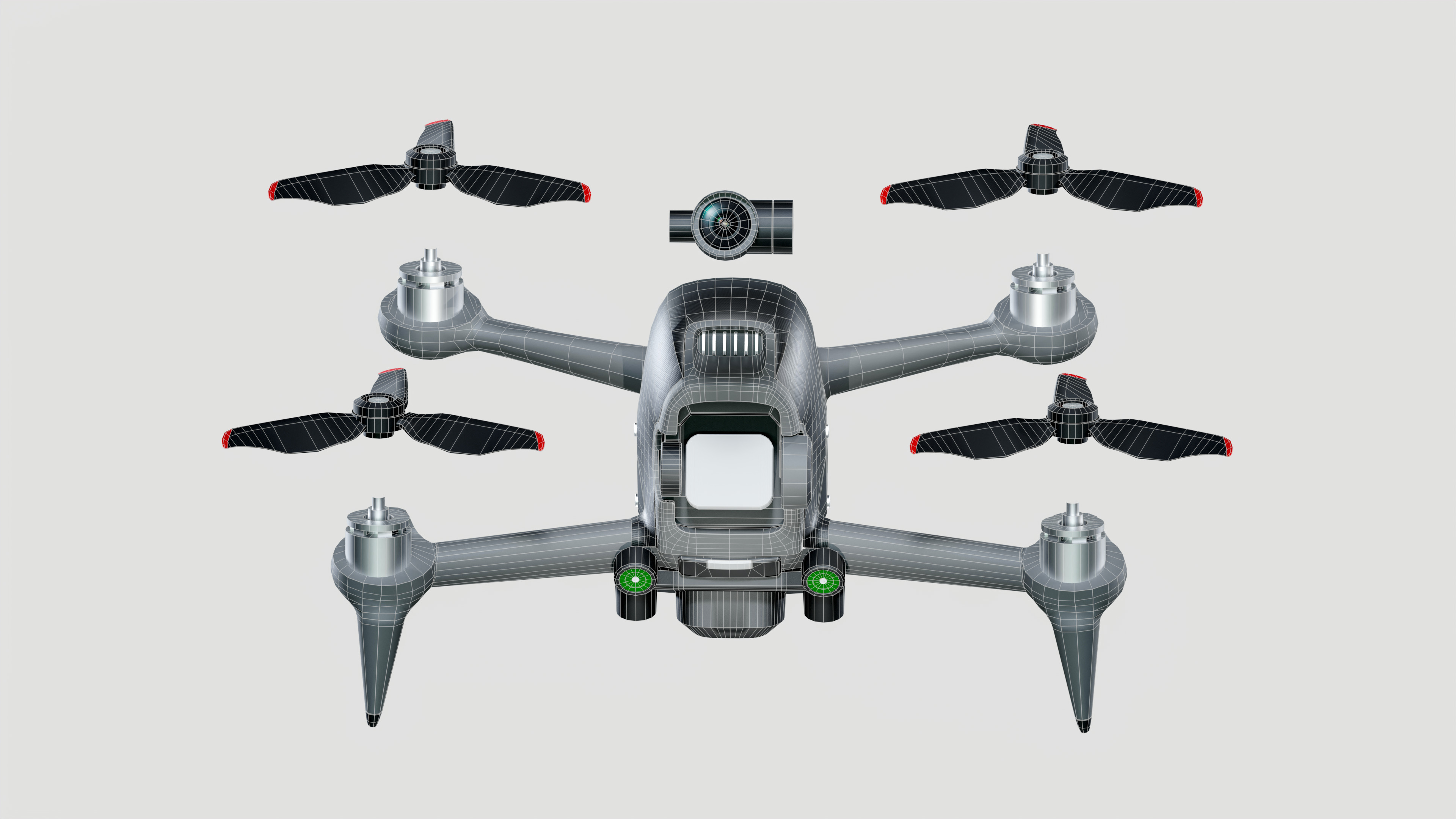 DJI FPV Drone Low-poly 3D model_11