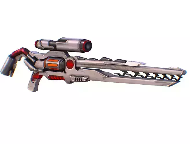 Sniper rifle of the future weapon barrel blaster laser arms Low-poly 3D model