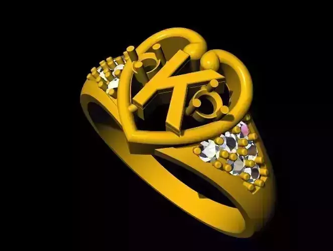 K Alphabet Jewelry Ring 3dm file 3D print model