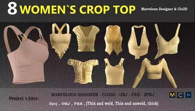 8 WOMEN CROP TOP MODELS 