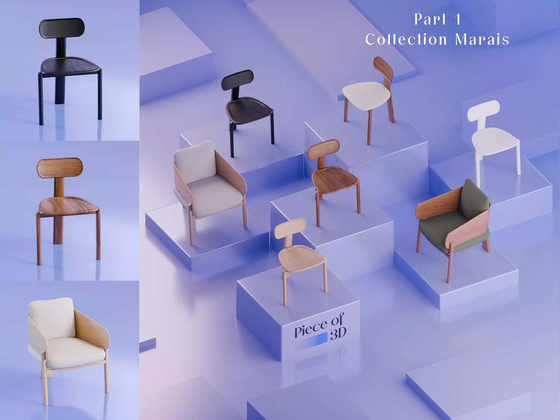 AMPM Collection Set Part 1 - Marais - Chairs and Armchairs 3D model