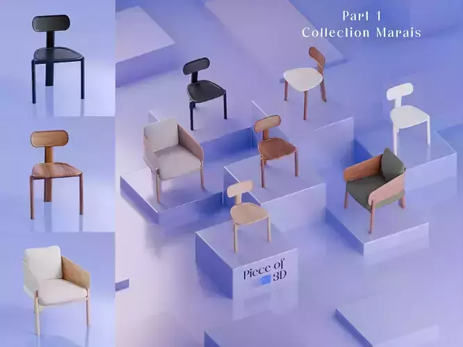 AMPM Collection Set Part 1 -  Marais - Chairs and Armchairs 3D model