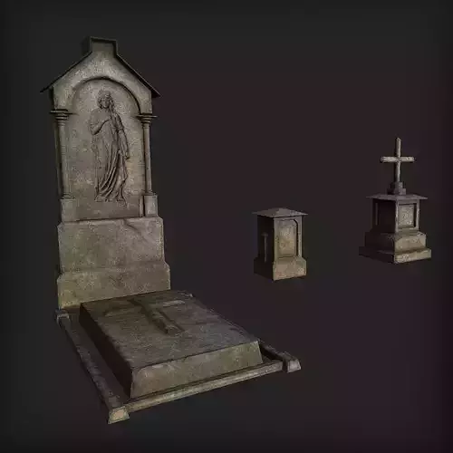 Tombstones Set Low-poly 3D model