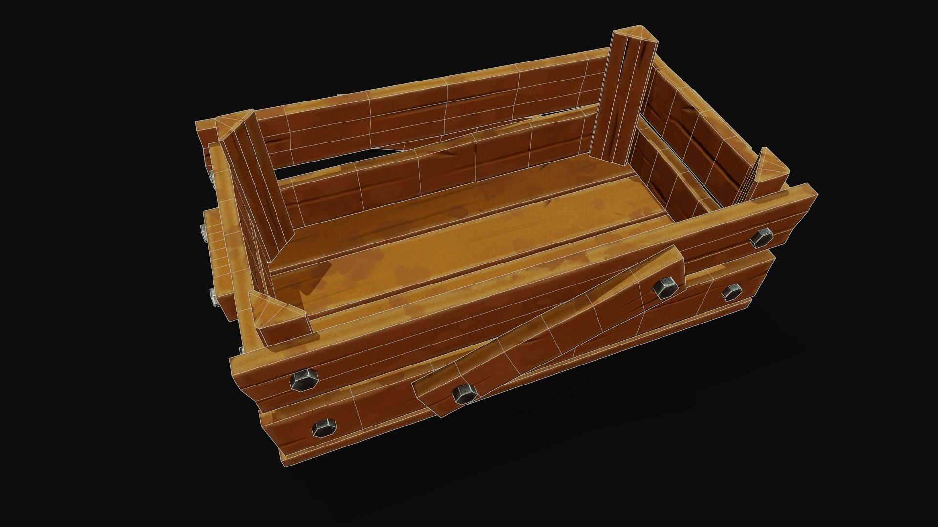 Stylized Wooden Crate - Tutorial Included Low-poly 3D model_9