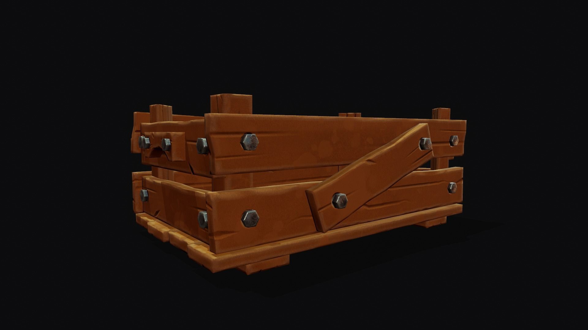 Stylized Wooden Crate - Tutorial Included Low-poly 3D model_6