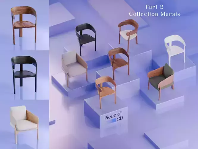 AMPM Collection Set Part 2 - Marais - Chairs and Armchairs 3D model