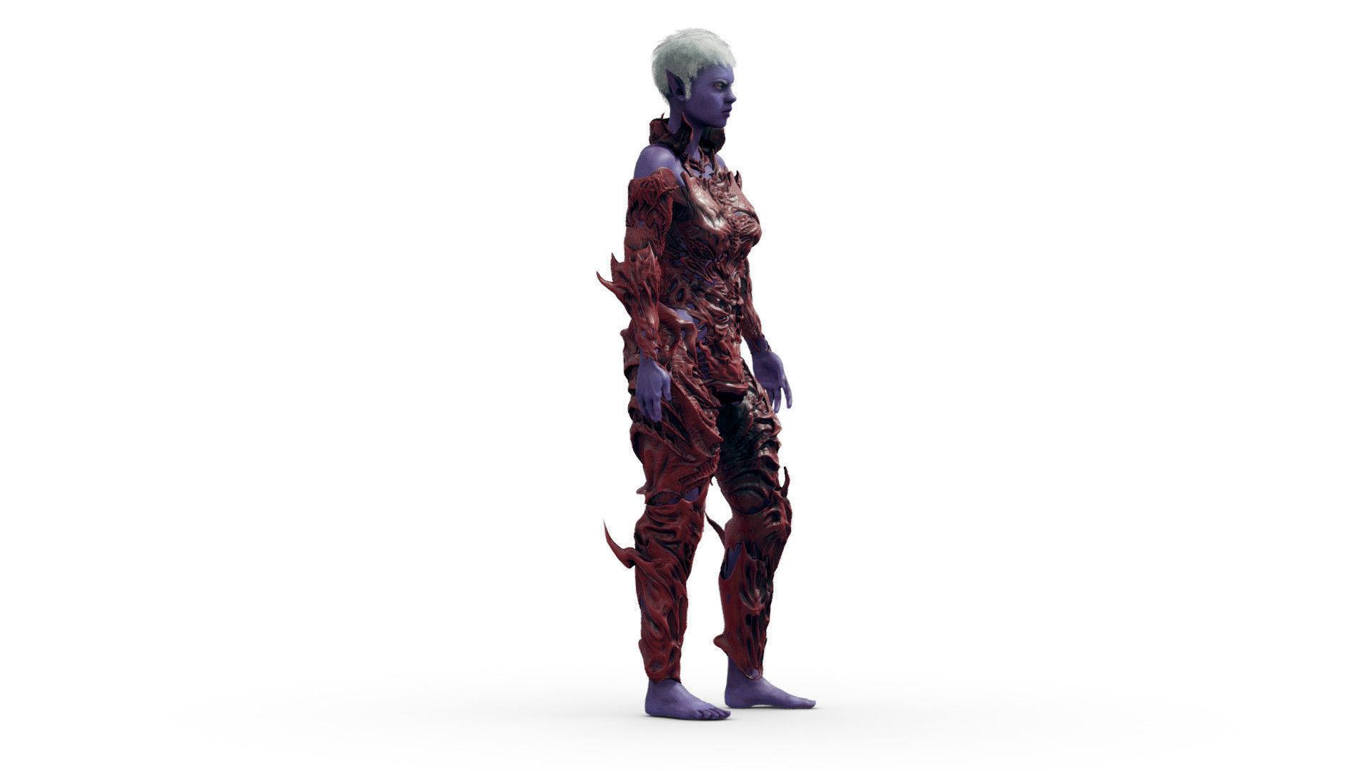 Dark Elf Low-poly 3D model_4