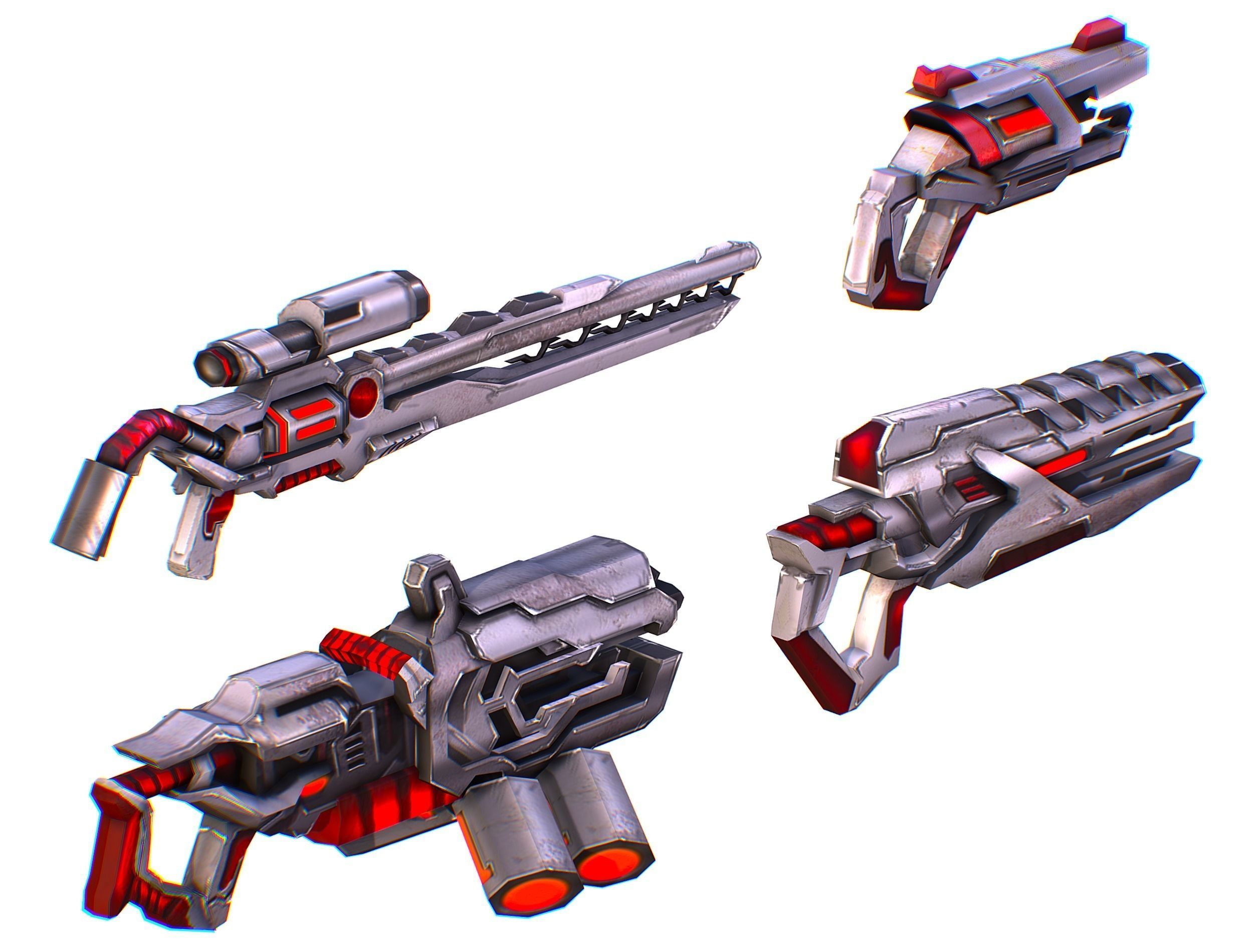 Weapons Set 4 Gun Pistol Assault rifle Sniper rifle machine gun 3D Model Collection_26