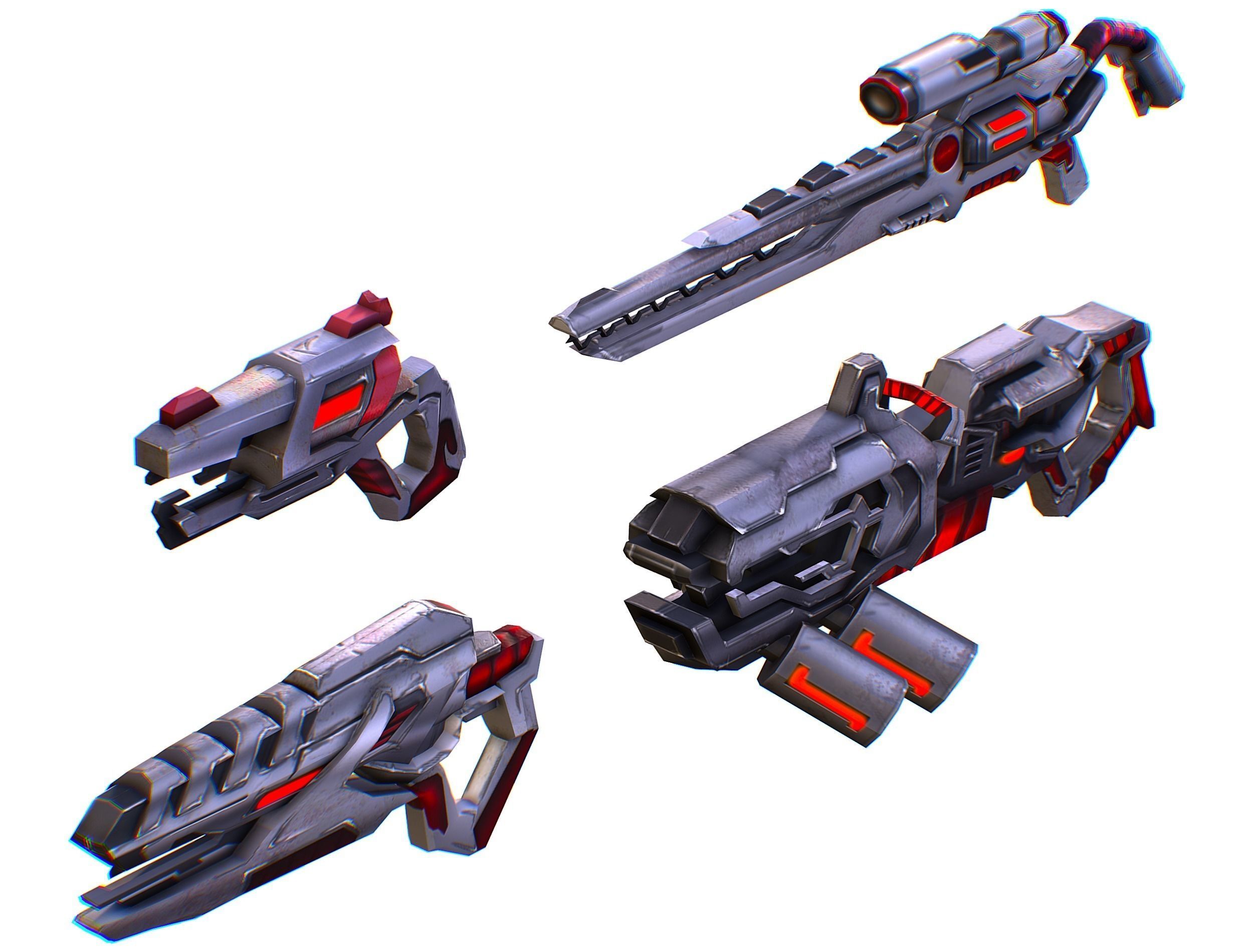 Weapons Set 4 Gun Pistol Assault rifle Sniper rifle machine gun 3D Model Collection_27