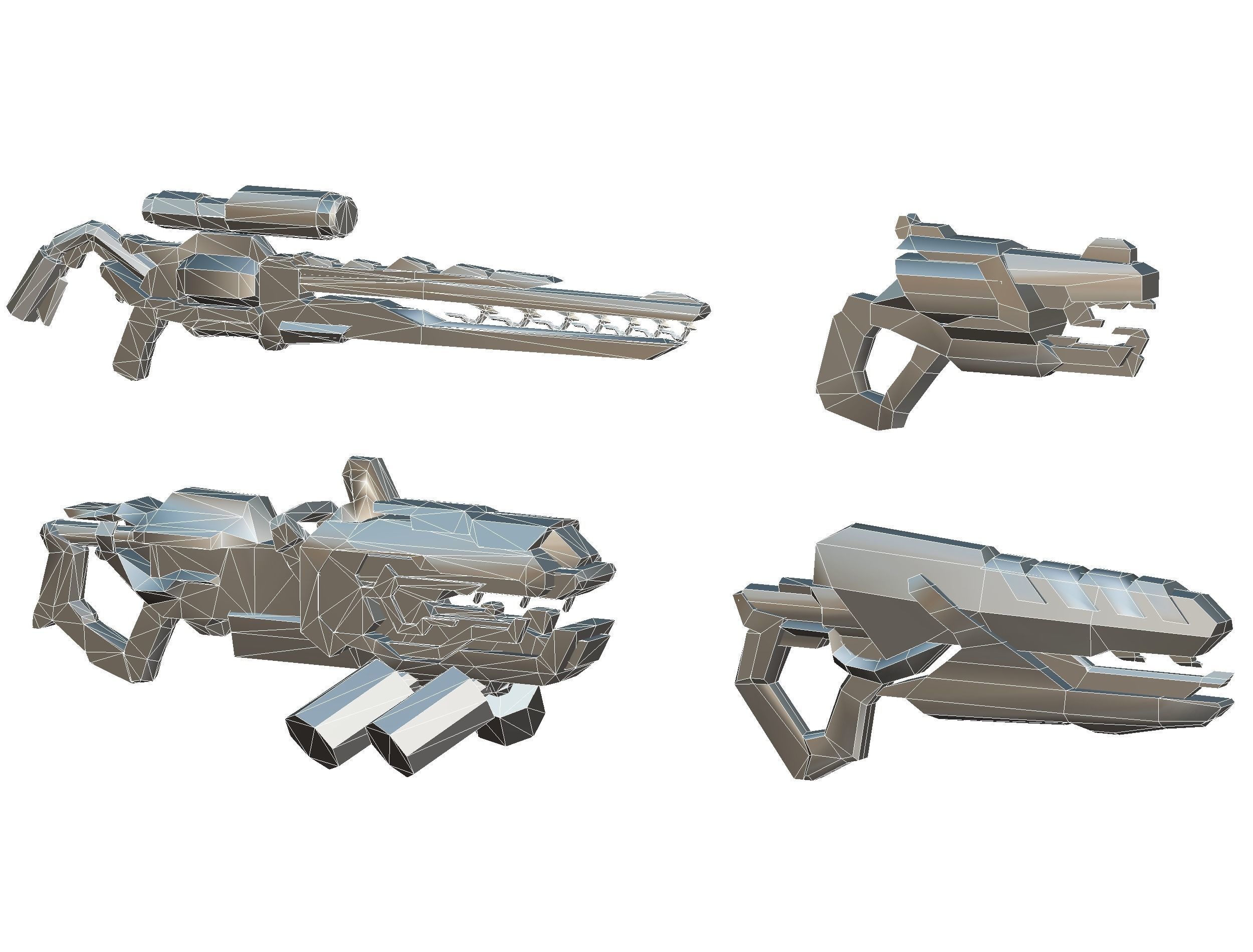 Weapons Set 4 Gun Pistol Assault rifle Sniper rifle machine gun 3D Model Collection_32