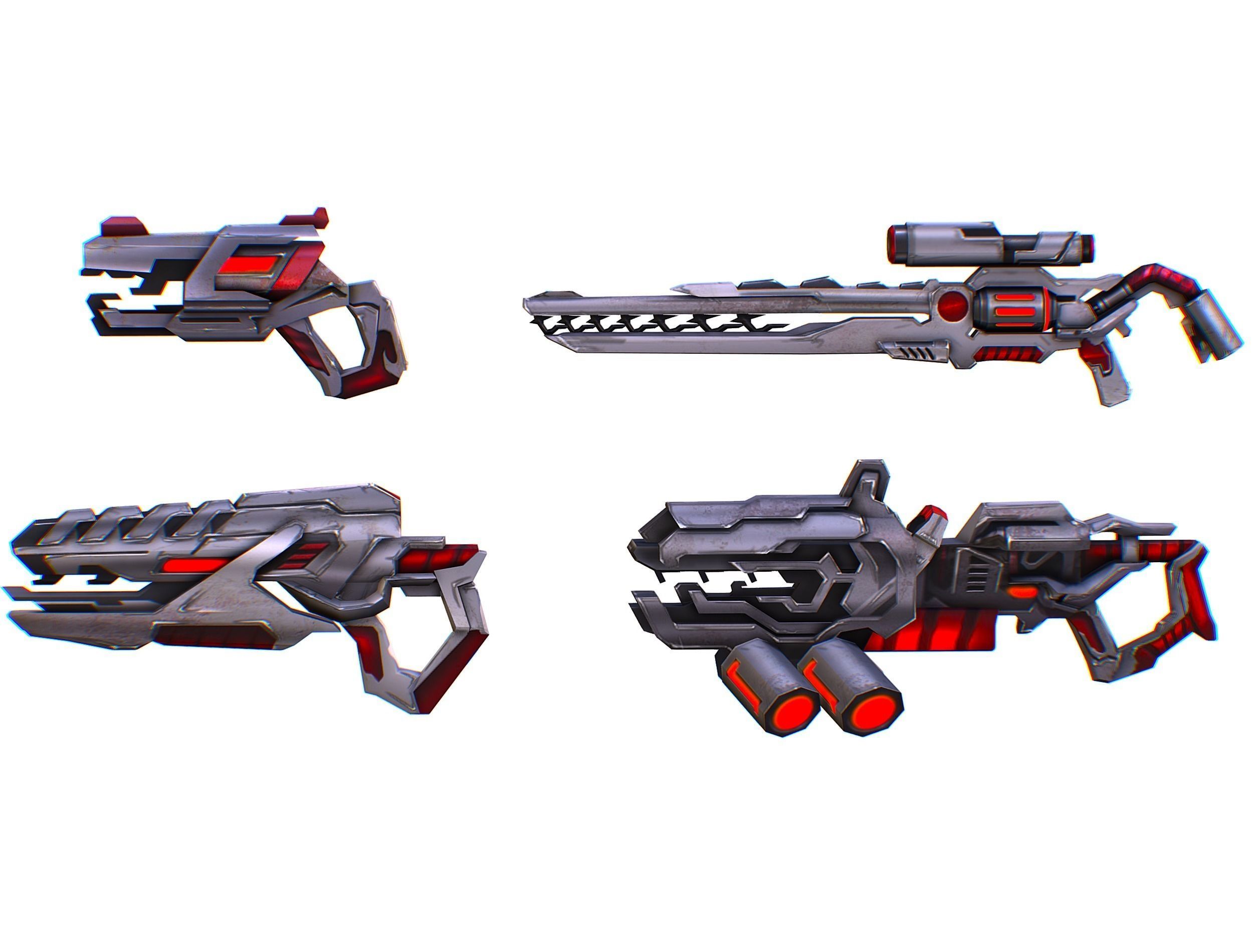 Weapons Set 4 Gun Pistol Assault rifle Sniper rifle machine gun 3D Model Collection_13