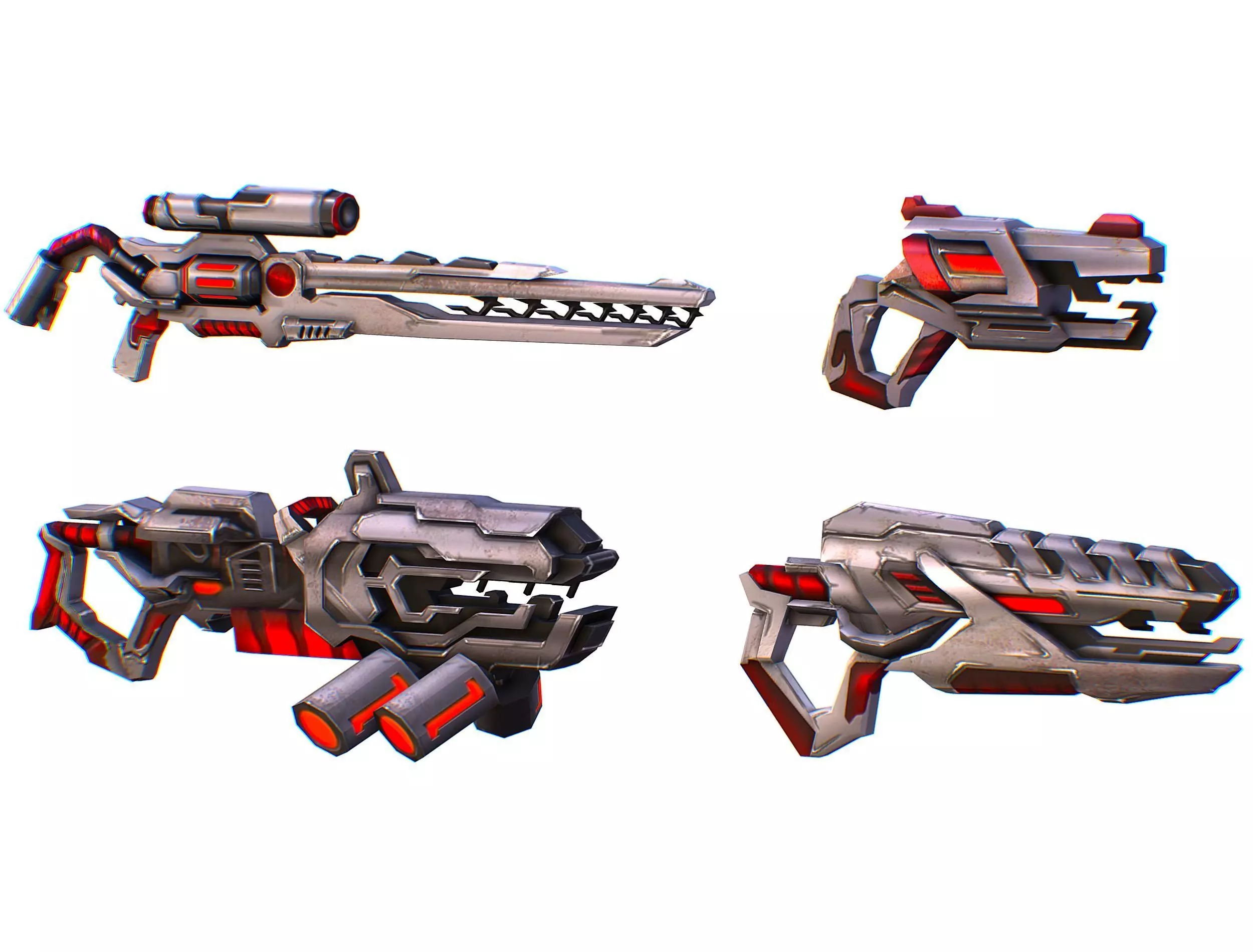 Weapons Set 4 Gun Pistol Assault rifle Sniper rifle machine gun 3D Model Collection_0