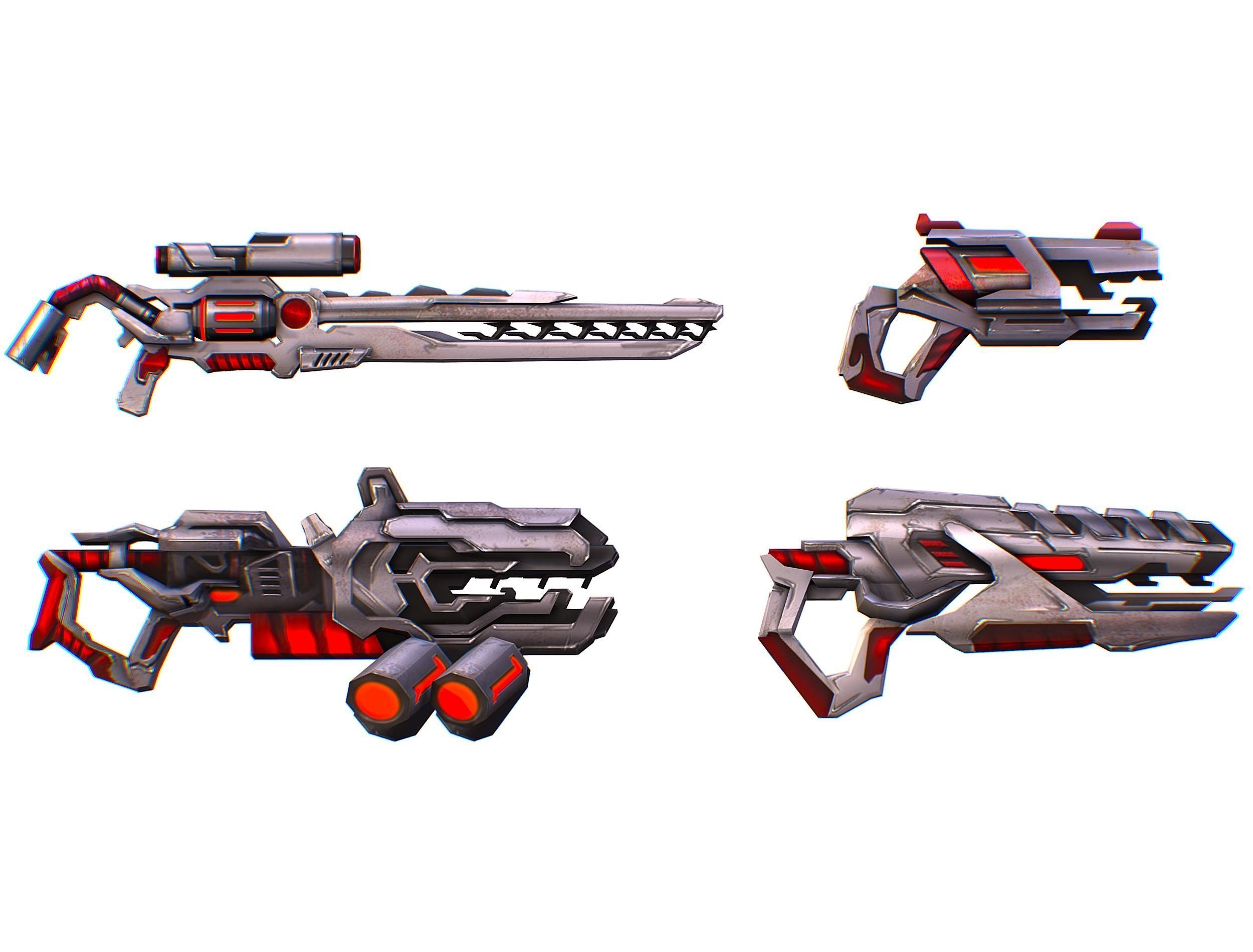 Weapons Set 4 Gun Pistol Assault rifle Sniper rifle machine gun 3D Model Collection_3