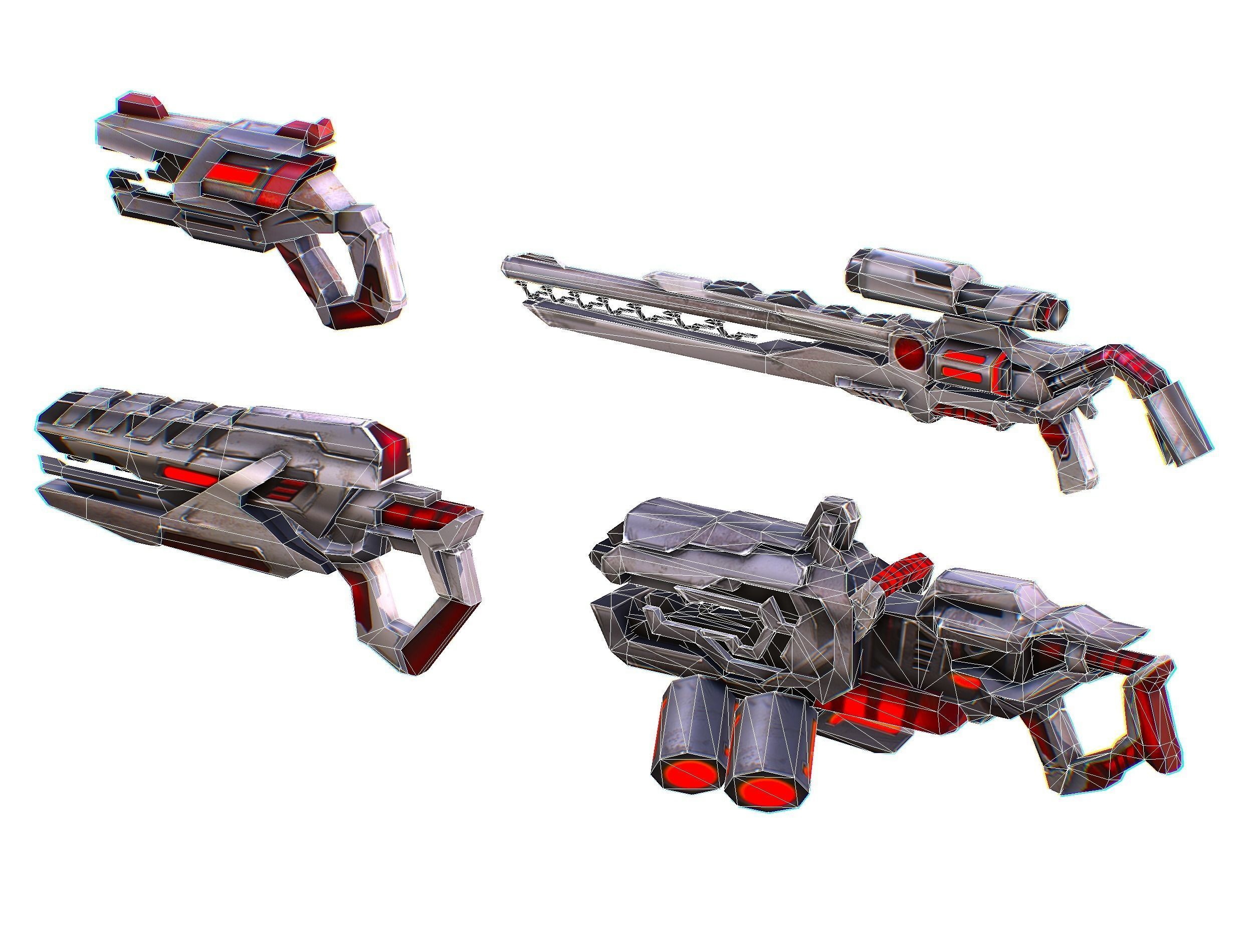 Weapons Set 4 Gun Pistol Assault rifle Sniper rifle machine gun 3D Model Collection_33