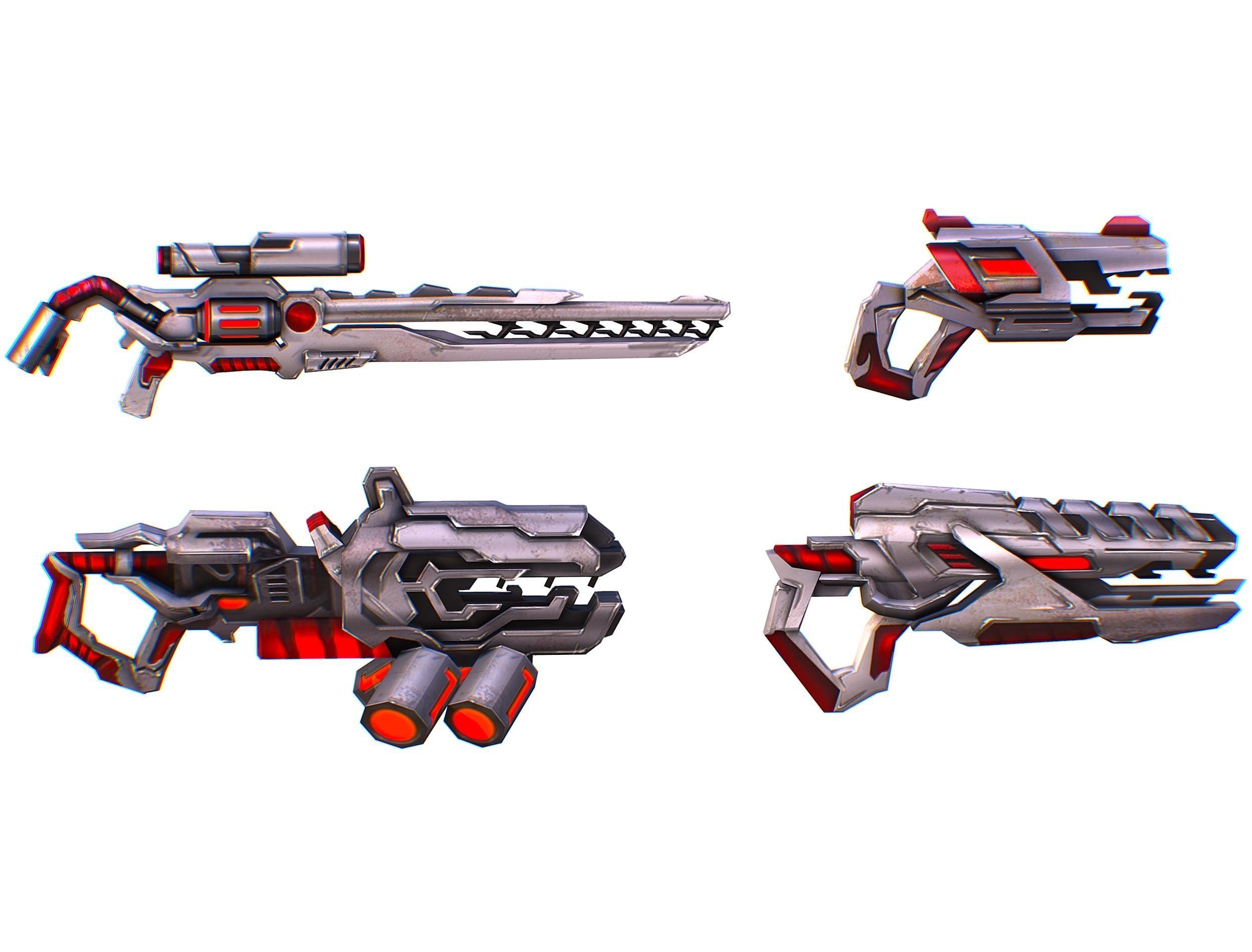 Weapons Set 4 Gun Pistol Assault rifle Sniper rifle machine gun 3D Model Collection_2