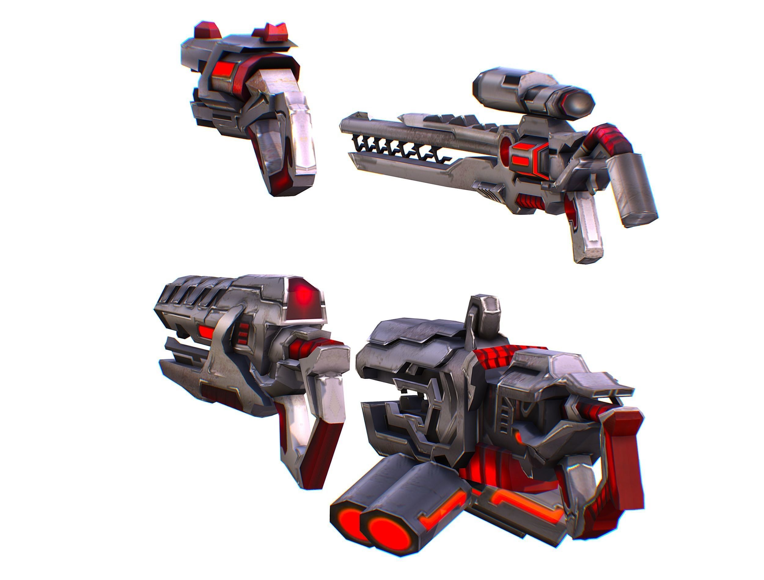 Weapons Set 4 Gun Pistol Assault rifle Sniper rifle machine gun 3D Model Collection_8