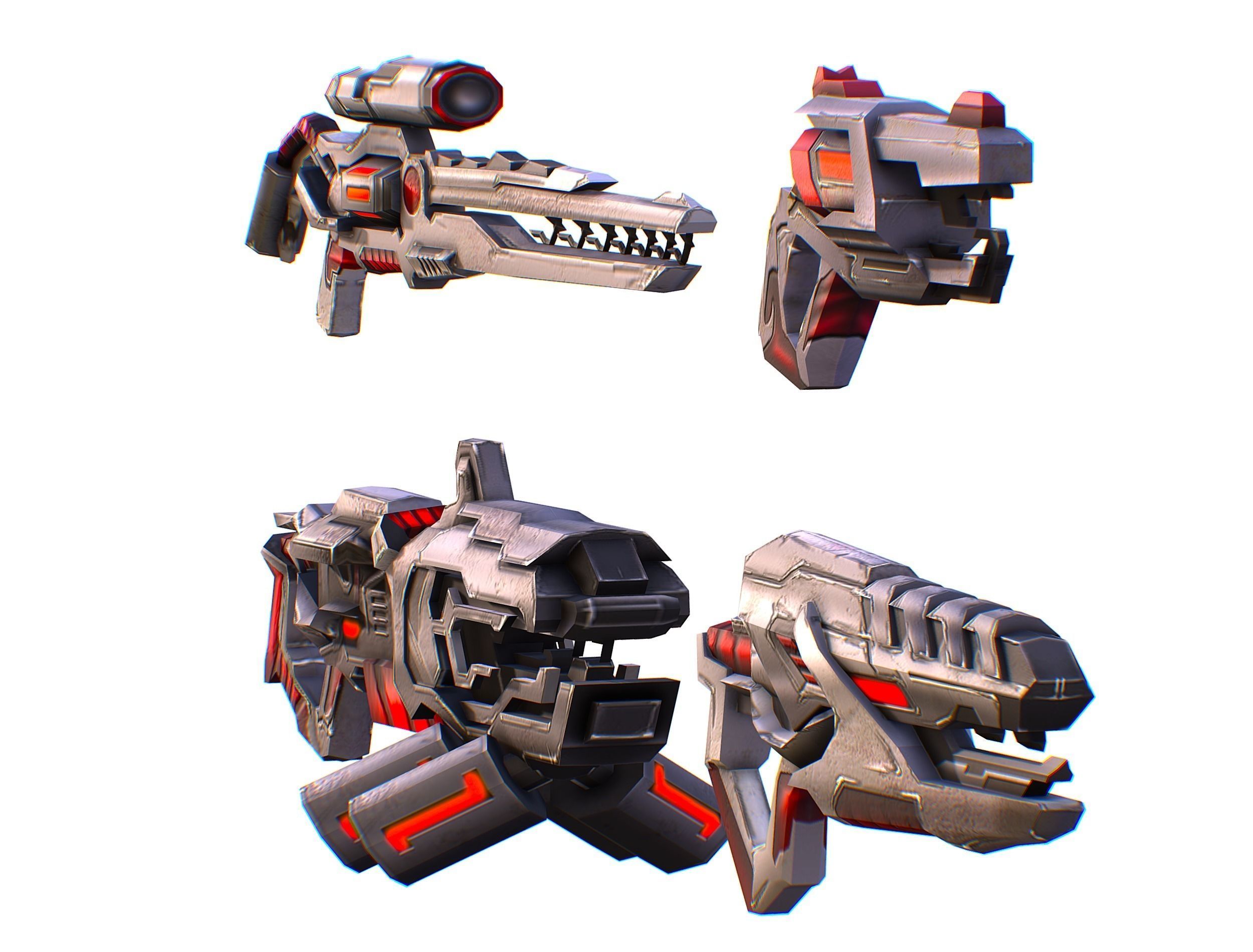 Weapons Set 4 Gun Pistol Assault rifle Sniper rifle machine gun 3D Model Collection_18