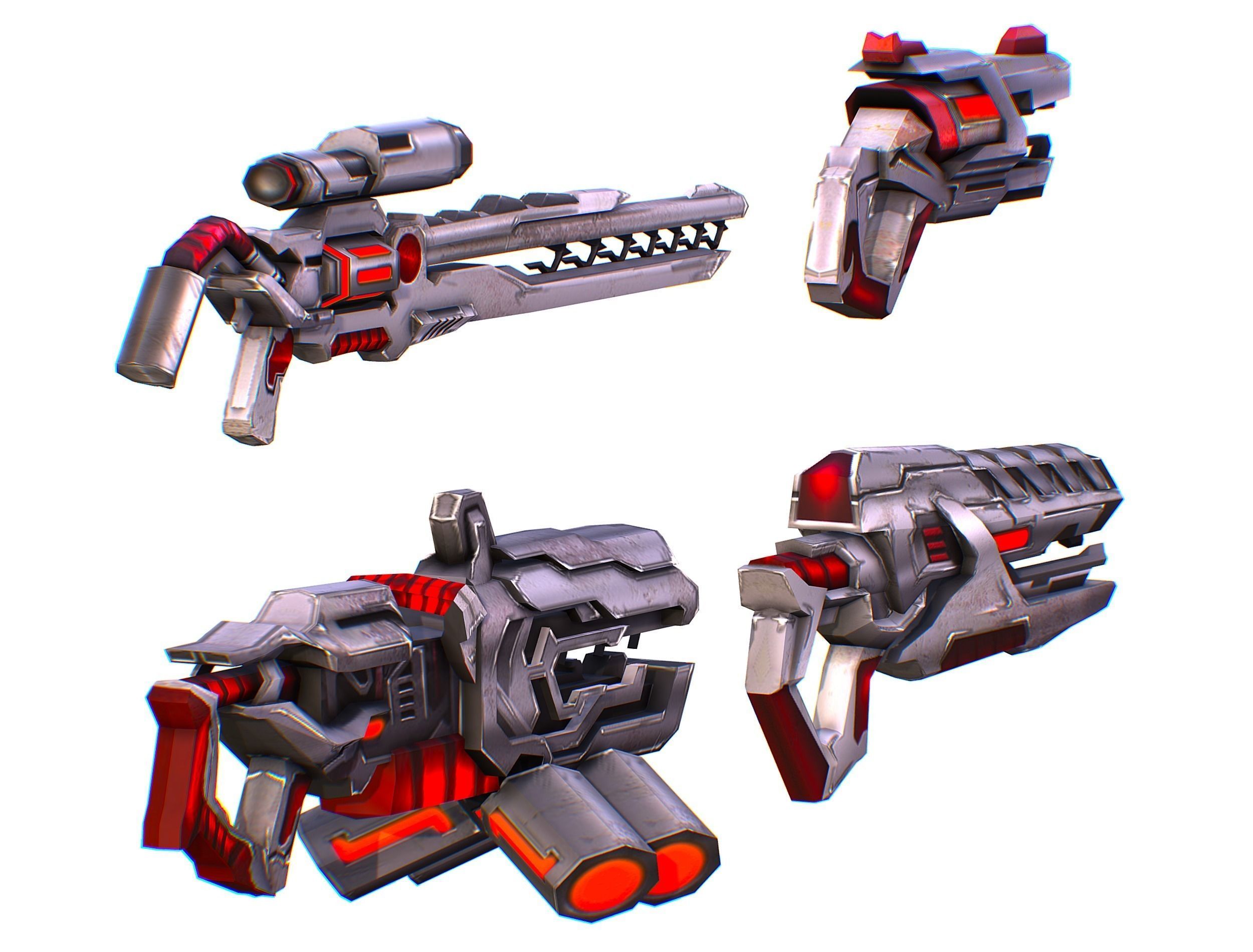 Weapons Set 4 Gun Pistol Assault rifle Sniper rifle machine gun 3D Model Collection_7