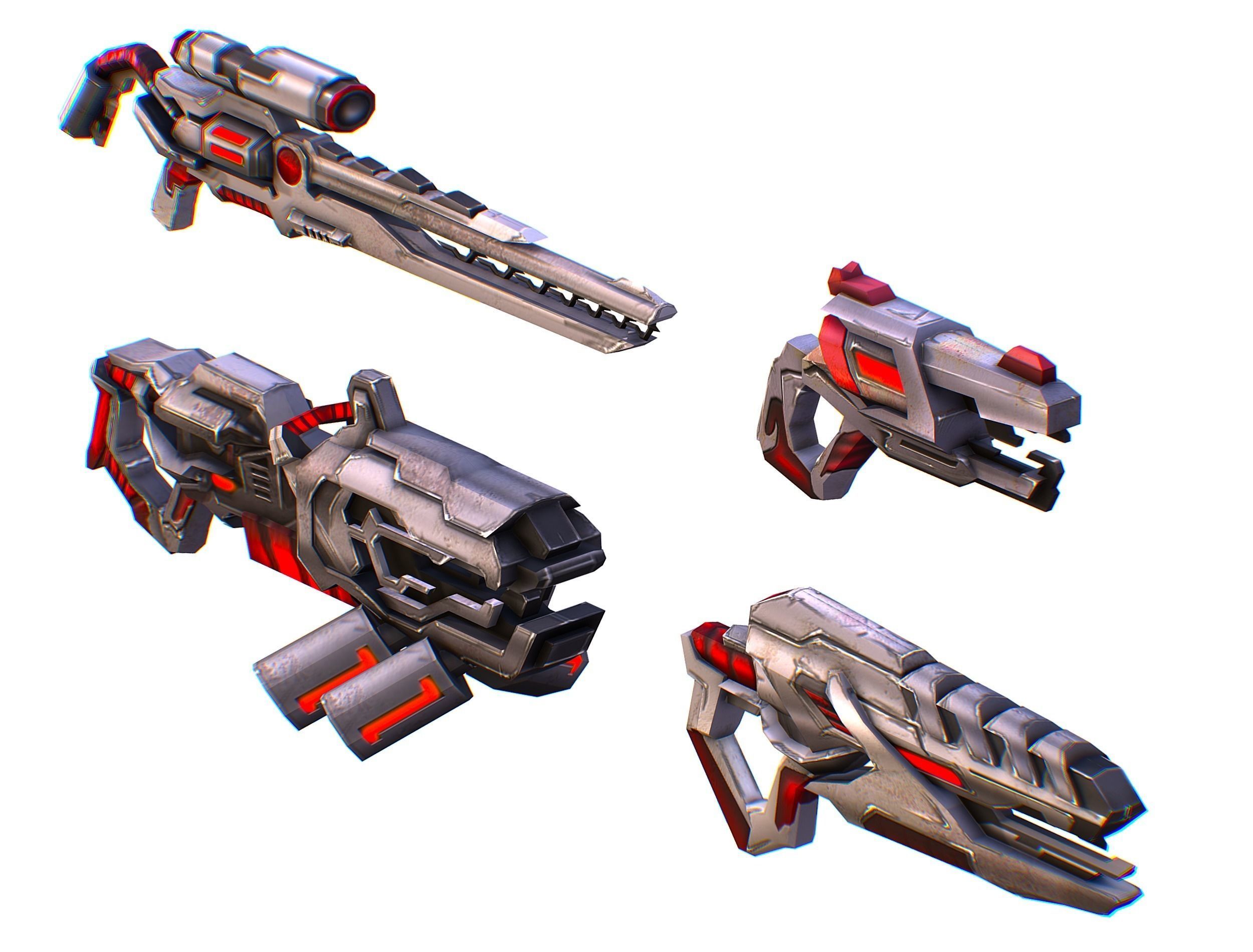 Weapons Set 4 Gun Pistol Assault rifle Sniper rifle machine gun 3D Model Collection_31