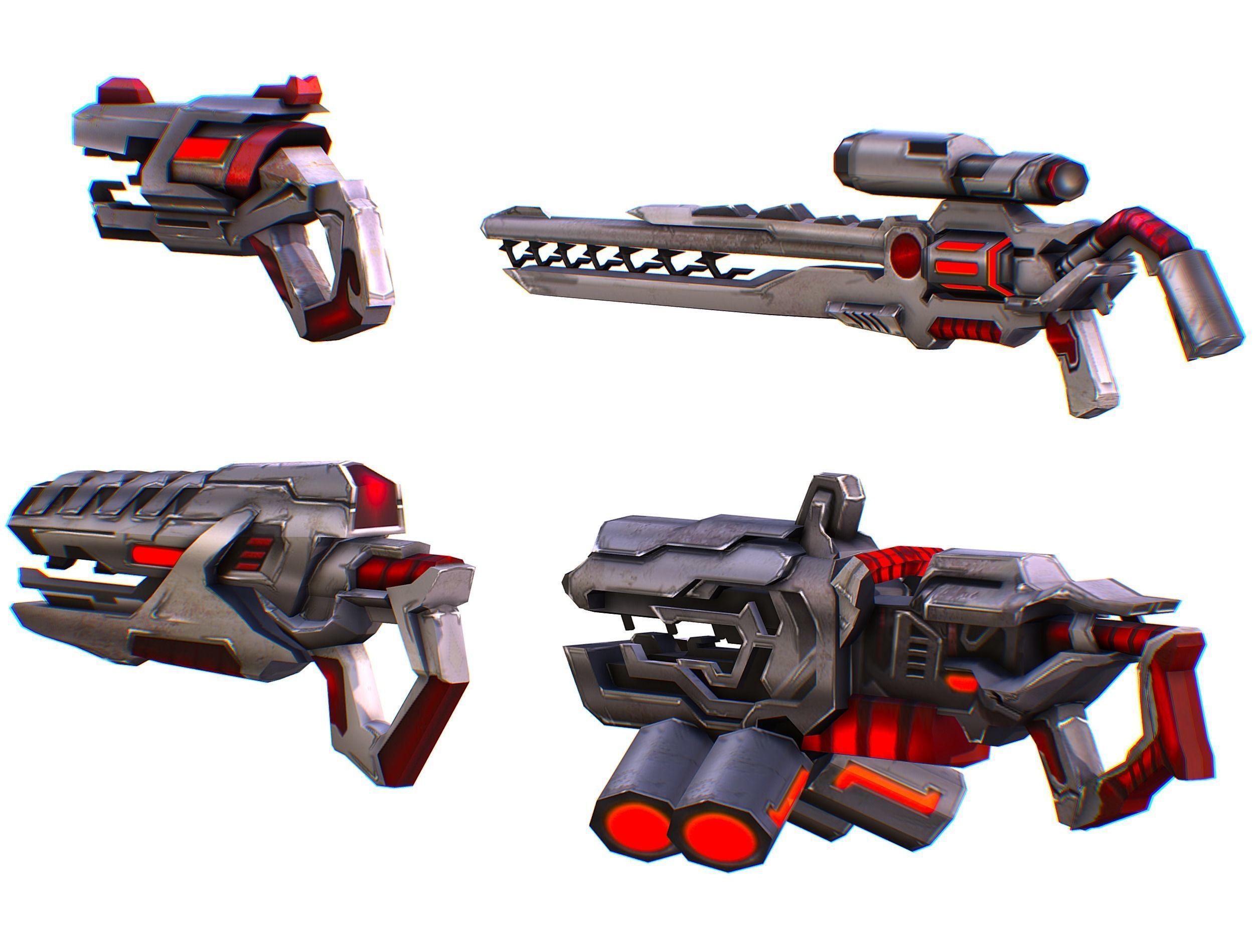 Weapons Set 4 Gun Pistol Assault rifle Sniper rifle machine gun 3D Model Collection_10