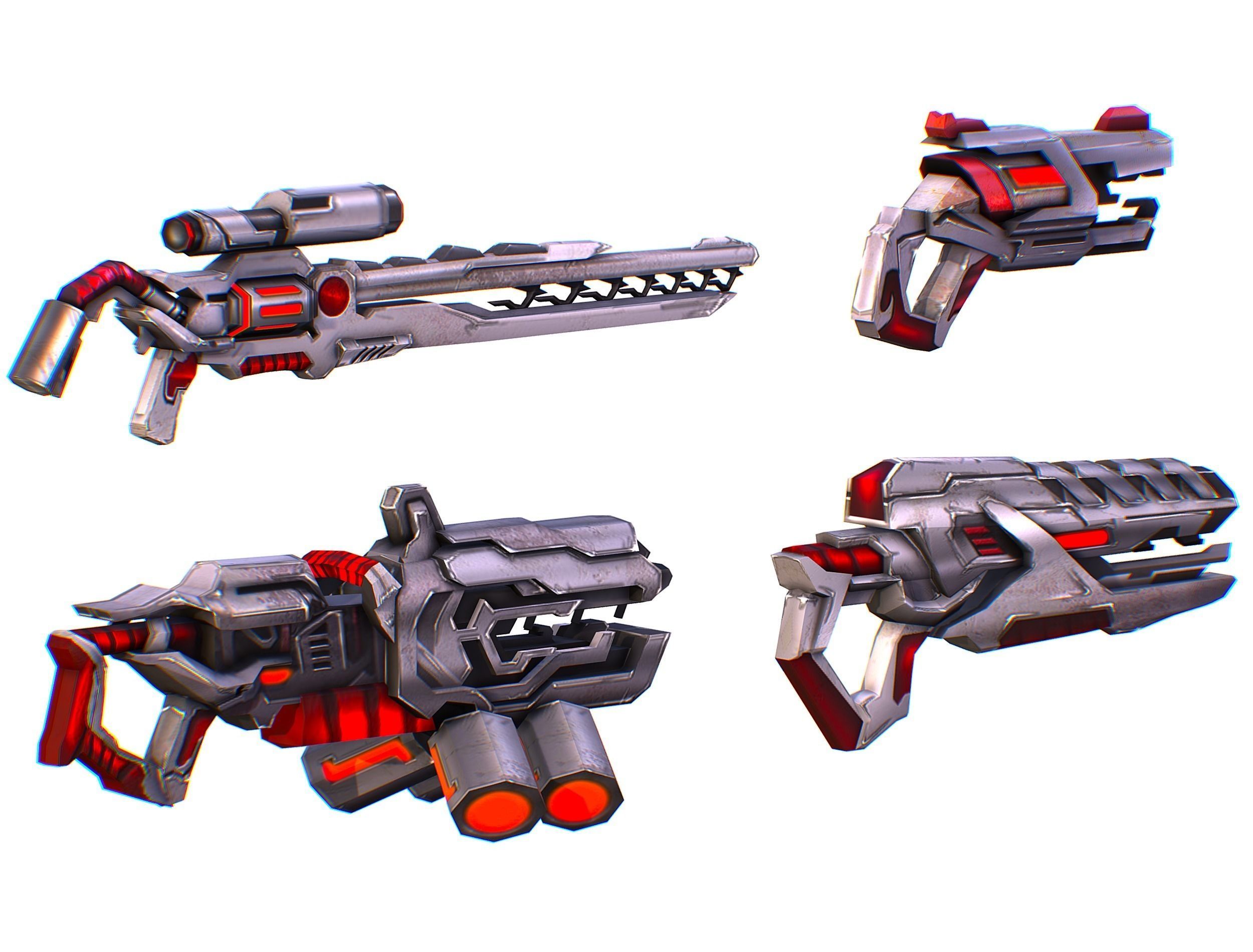 Weapons Set 4 Gun Pistol Assault rifle Sniper rifle machine gun 3D Model Collection_5