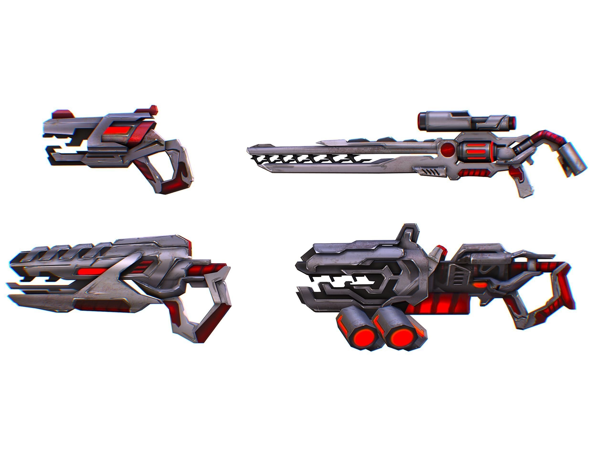 Weapons Set 4 Gun Pistol Assault rifle Sniper rifle machine gun 3D Model Collection_12