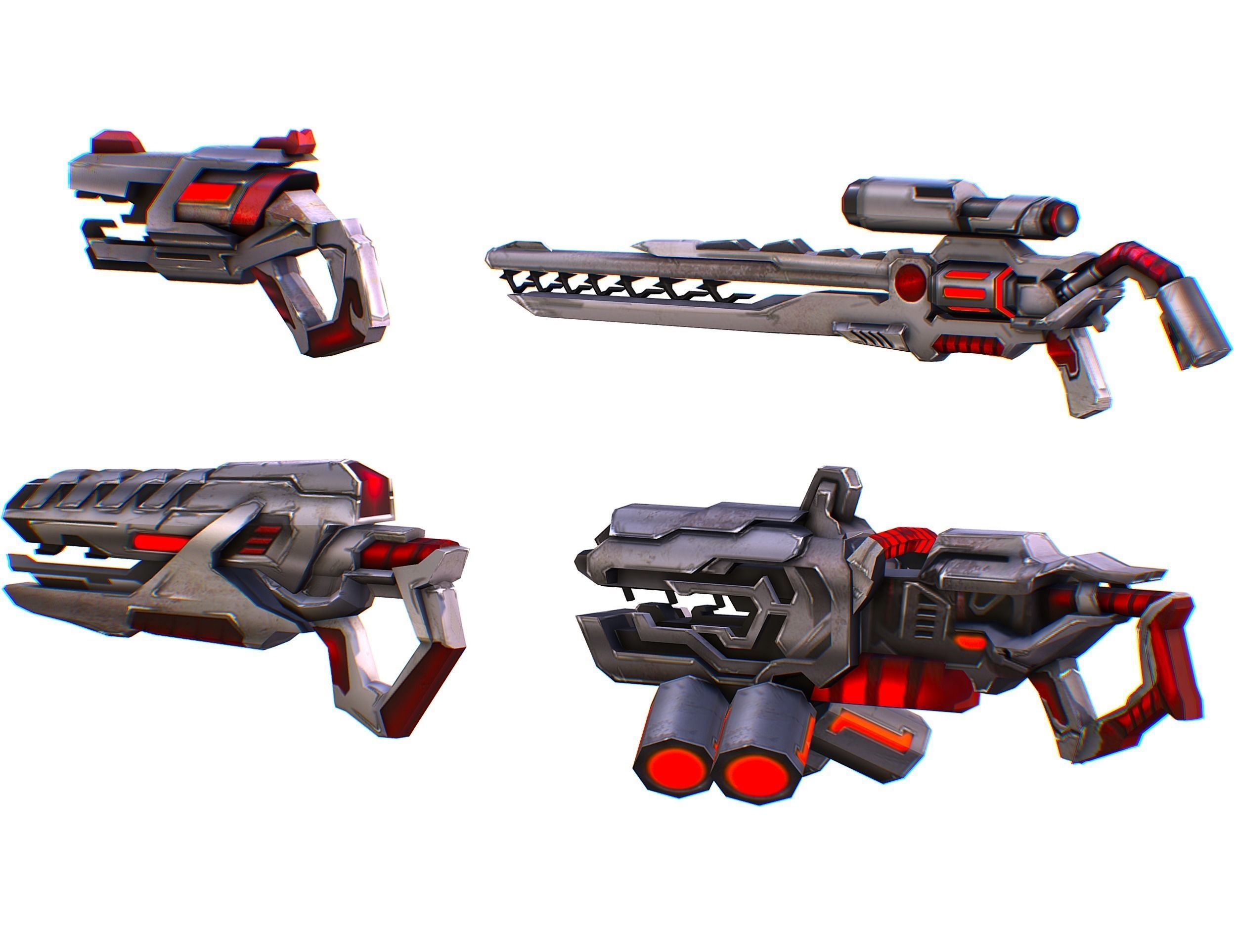 Weapons Set 4 Gun Pistol Assault rifle Sniper rifle machine gun 3D Model Collection_29